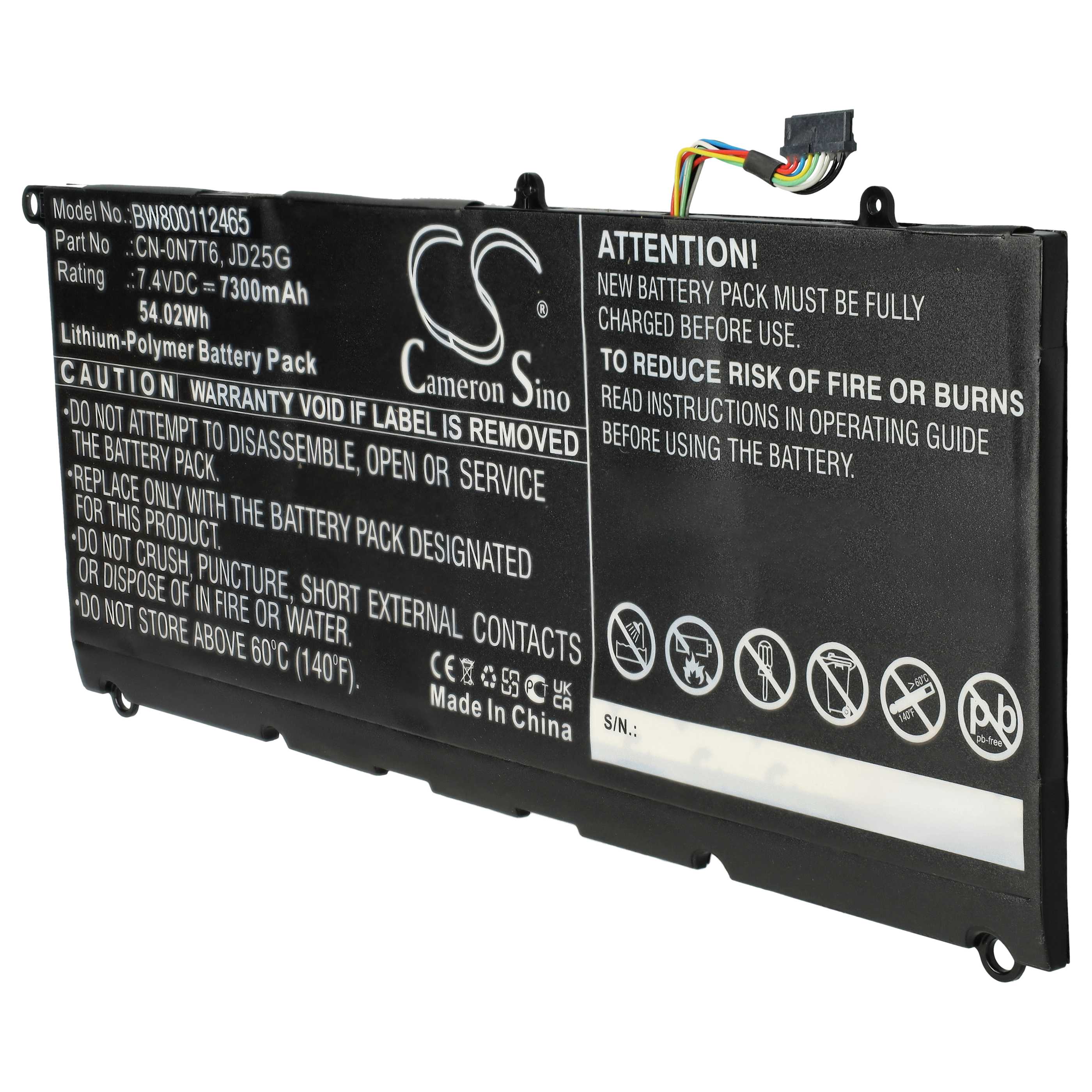 Akumulator do laptopa zamiennik Dell CN-0N7T6, 90V7W, 5K9CP, JD25G, DIN02, 0N7T6, 0DRRP - 7300 mAh 7,4 V LiPo