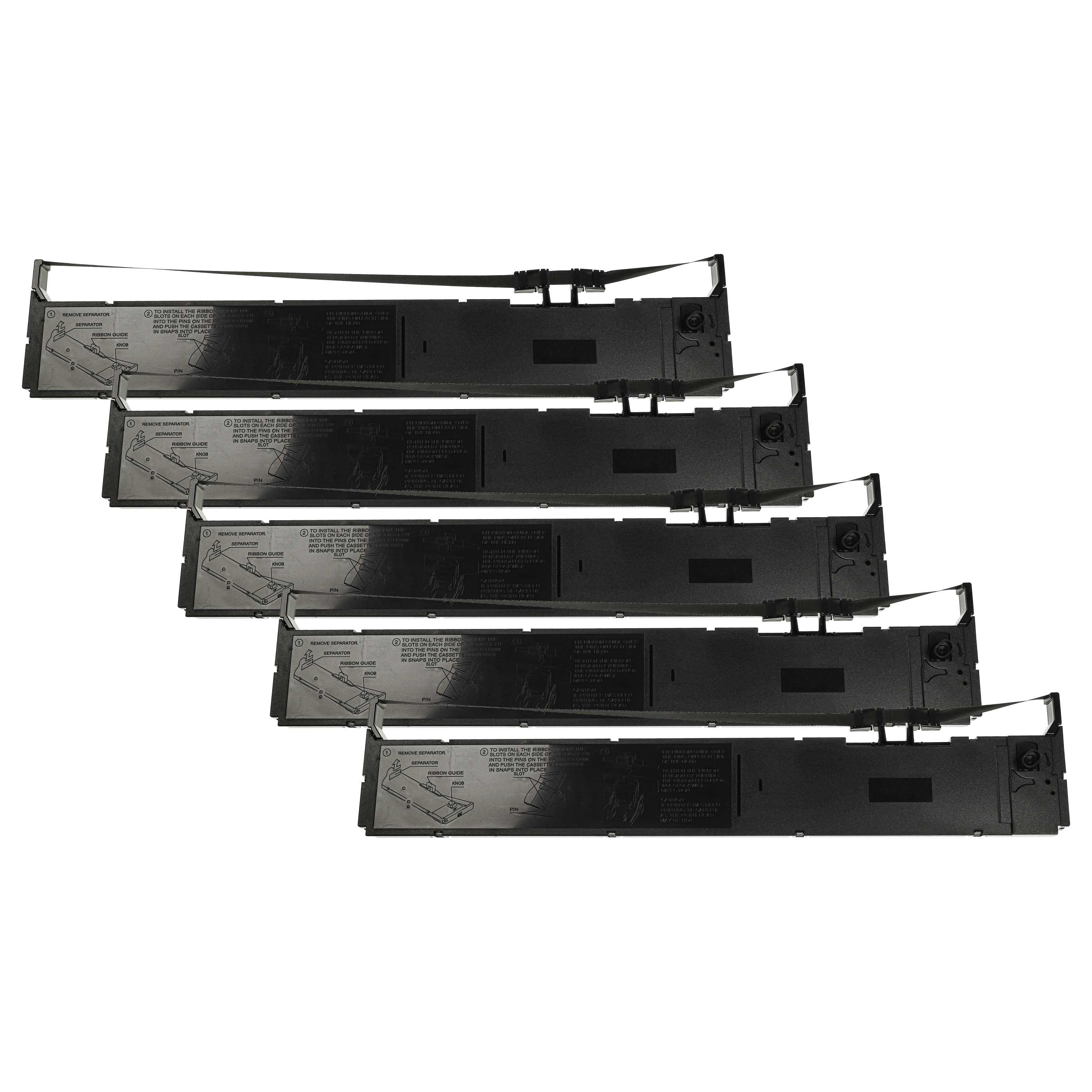5x Ink Ribbon replaces Epson C13S015384, S015384 for Dot Matrix, Receipt Printer - Black