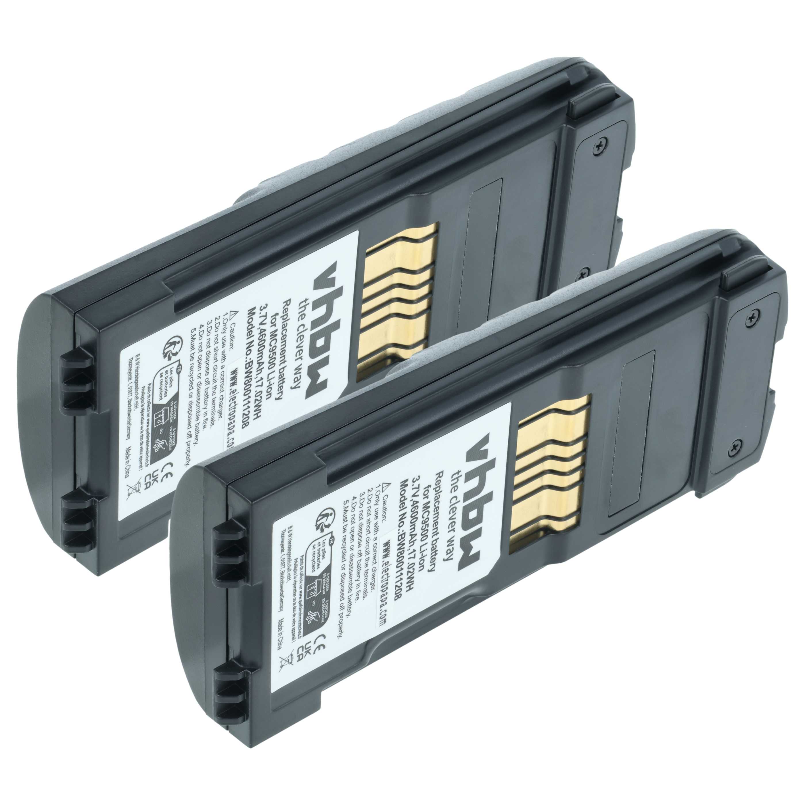 2x Batteria sostituisce Symbol 82-111636-01, BTRY-MC95IABA0 per barcode scanner Symbol - 4600mAh 3,7V Li-Ion