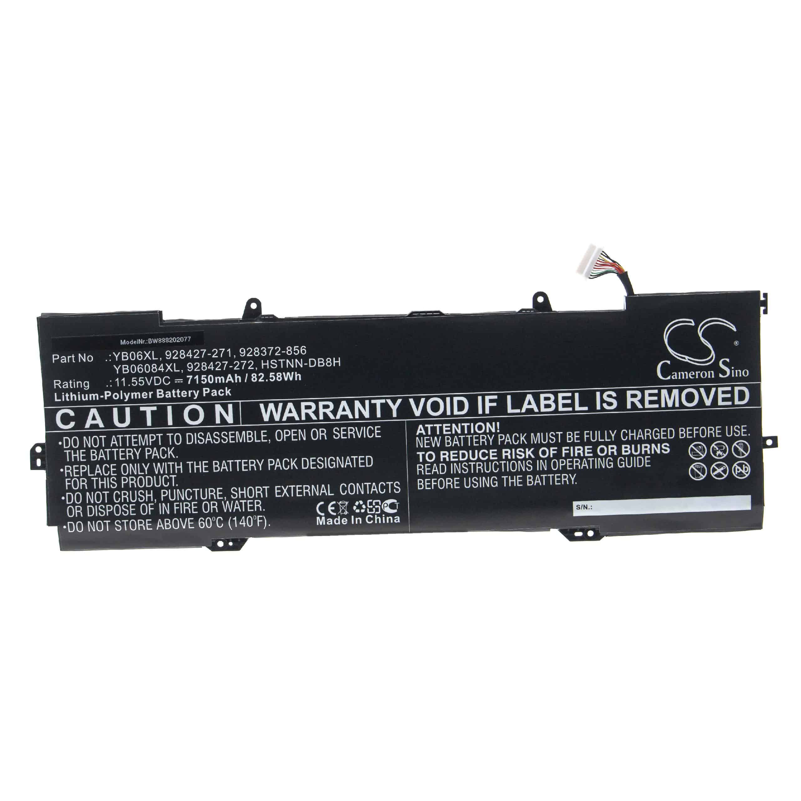 Notebook Battery Replacement for HP 928427-271, 928427-272, 928372-856 - 7150mAh 11.55V Li-polymer, black