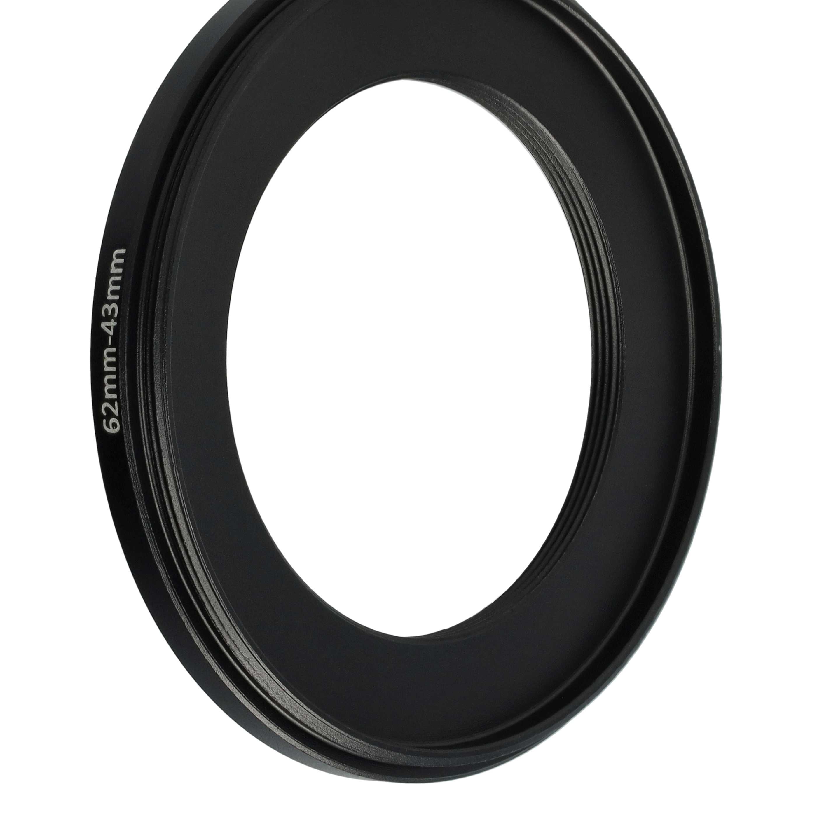 Redukcja filtrowa adapter Step-Down 62 mm - 43 mm pasująca do obiektywu - metal, czarny