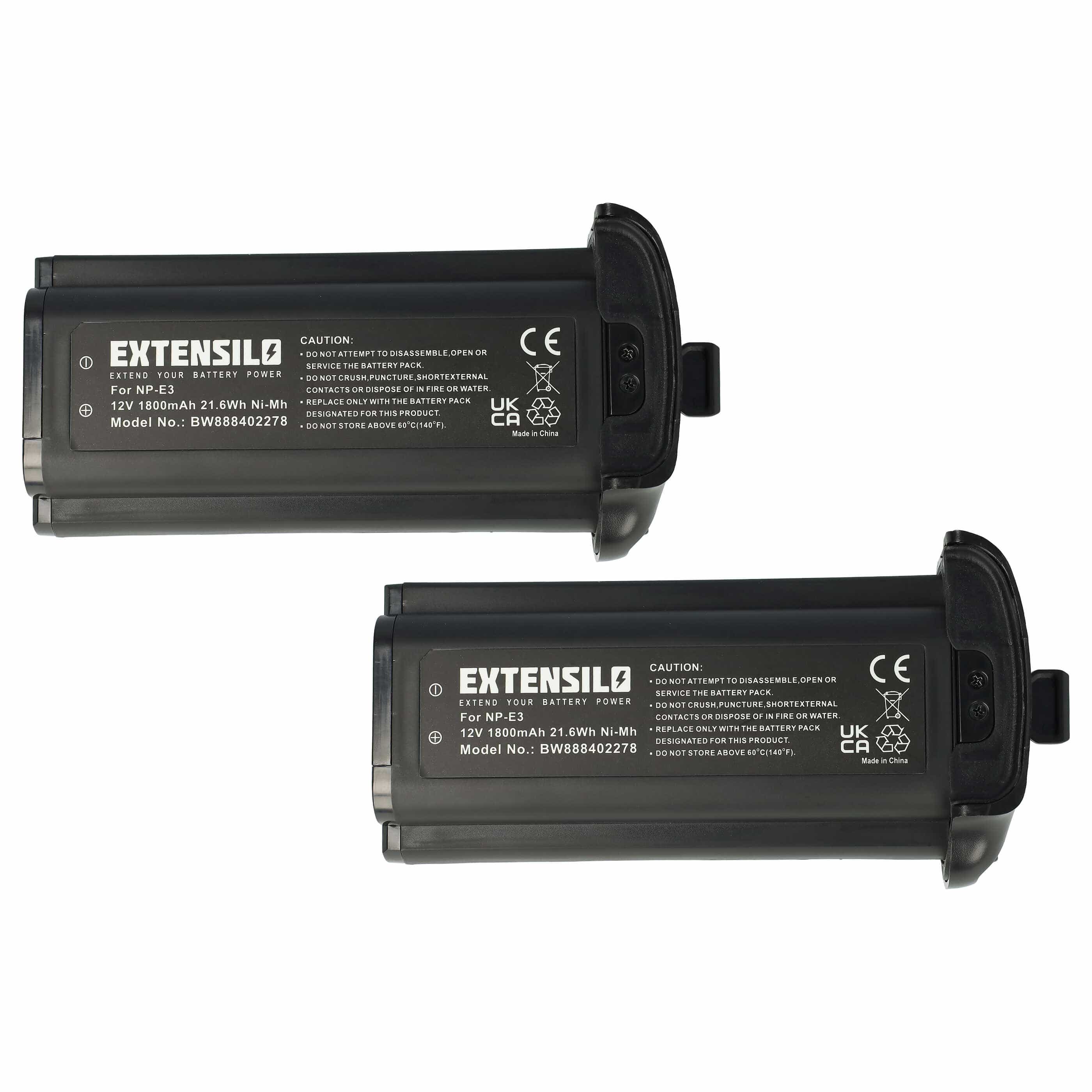 2x Battery replaces Canon 7084A002, 7084A001, NP-E3 - 1800mAh, 12V, NiMH