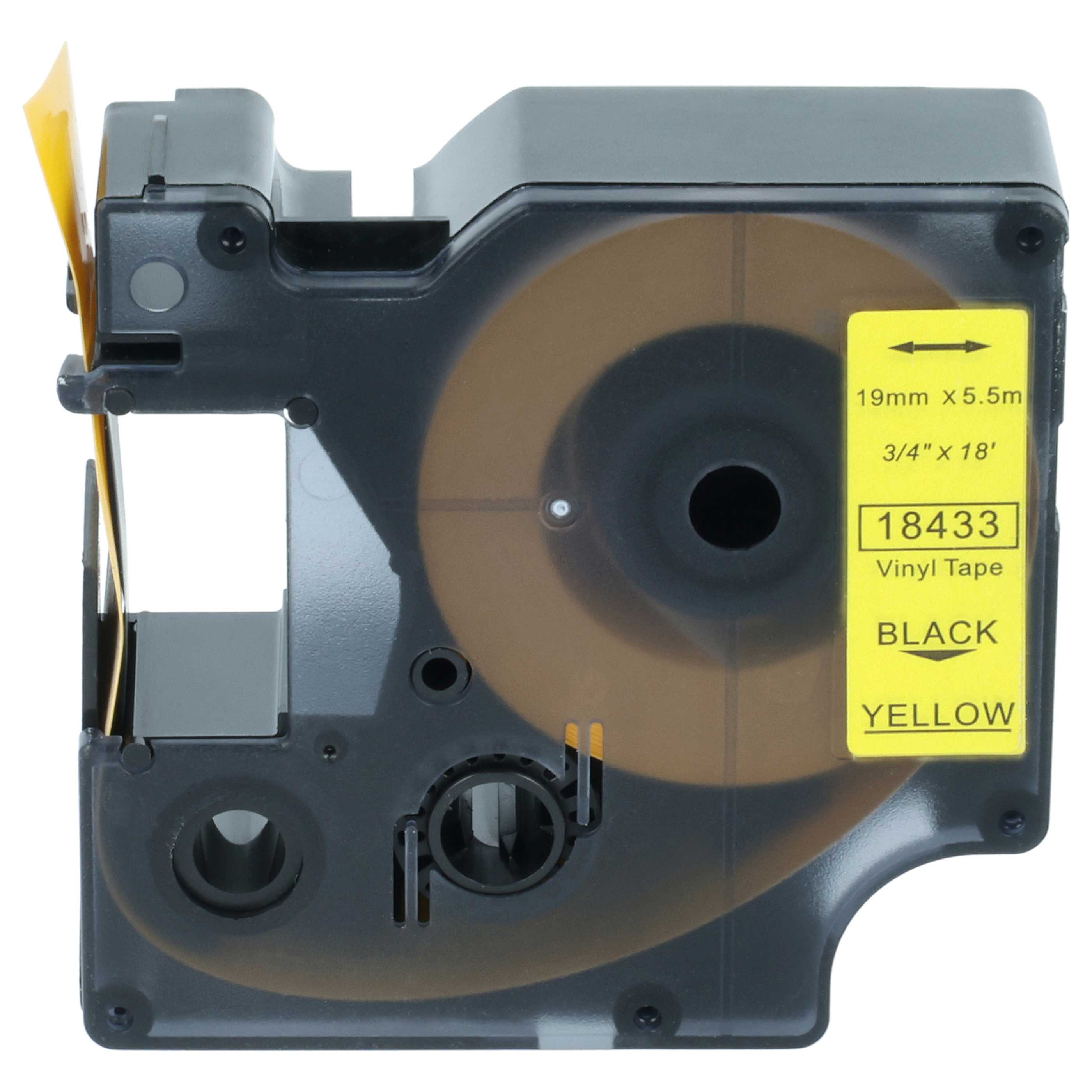 Cassetta nastro sostituisce Dymo 18433 per etichettatrice 19mm nero - giallo, vinile