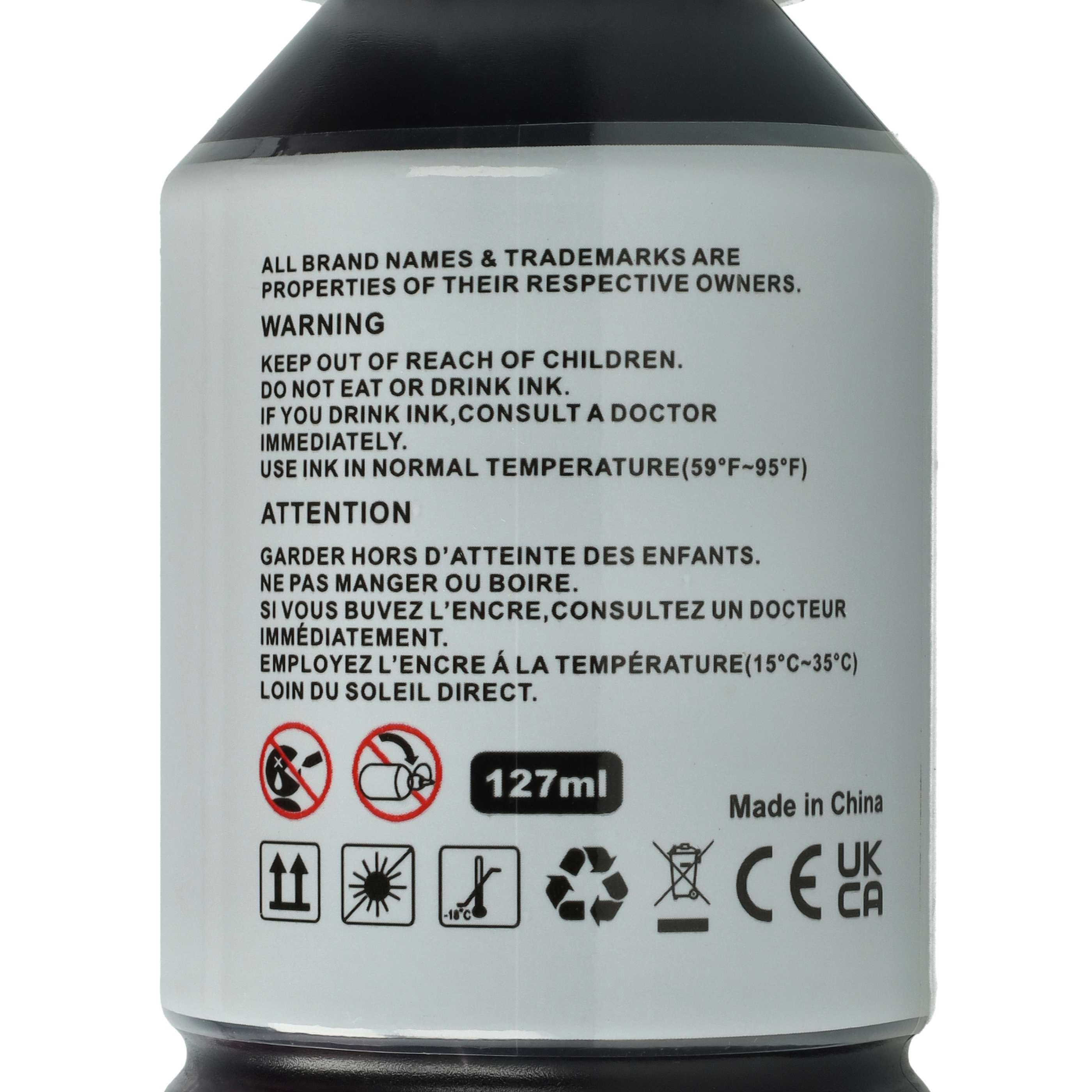 Nachfülltinte Schwarz als Ersatz für Epson C13T03R140, 102 black für Epson "Dye"-Drucker, 127ml