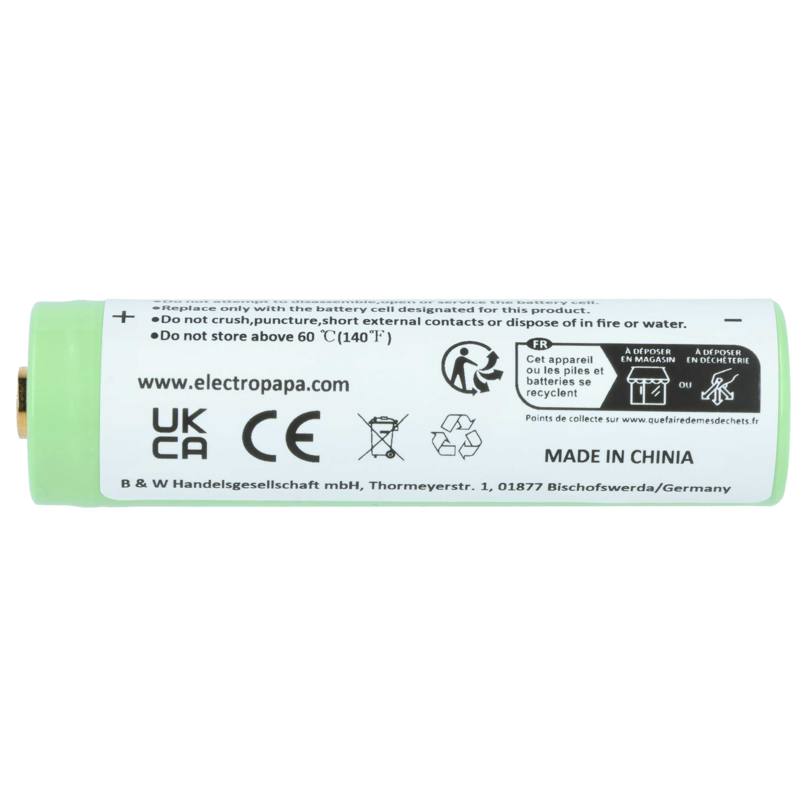 Taschenlampe-Akku als Ersatz für Ledlenser 18650, 501001 für Fenix - 3400mAh 3,7V Li-Ion