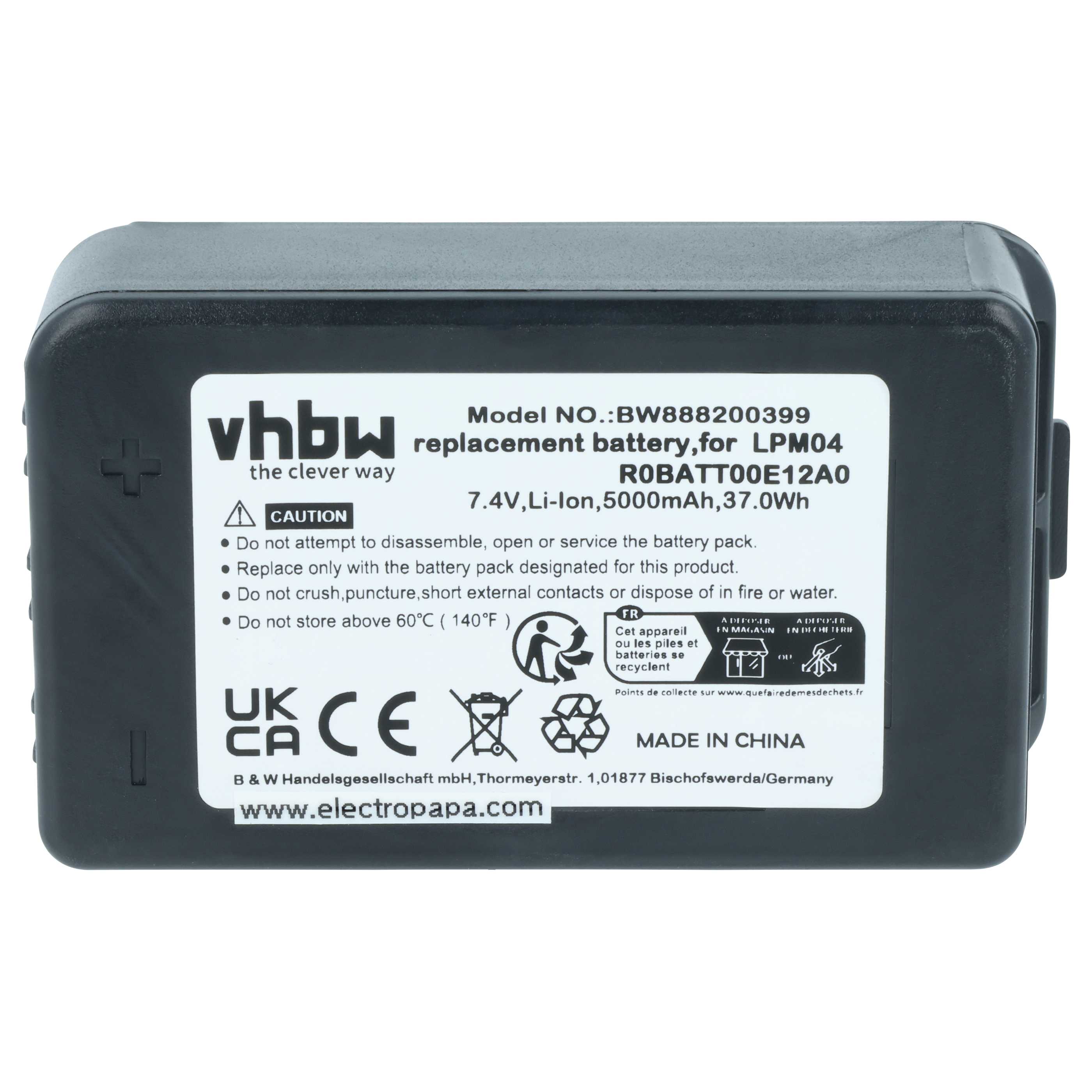 Batería reemplaza Autec R0BATT00E12A0, LPM04 sistema control - 5000mAh 7,4V Li-Polímero