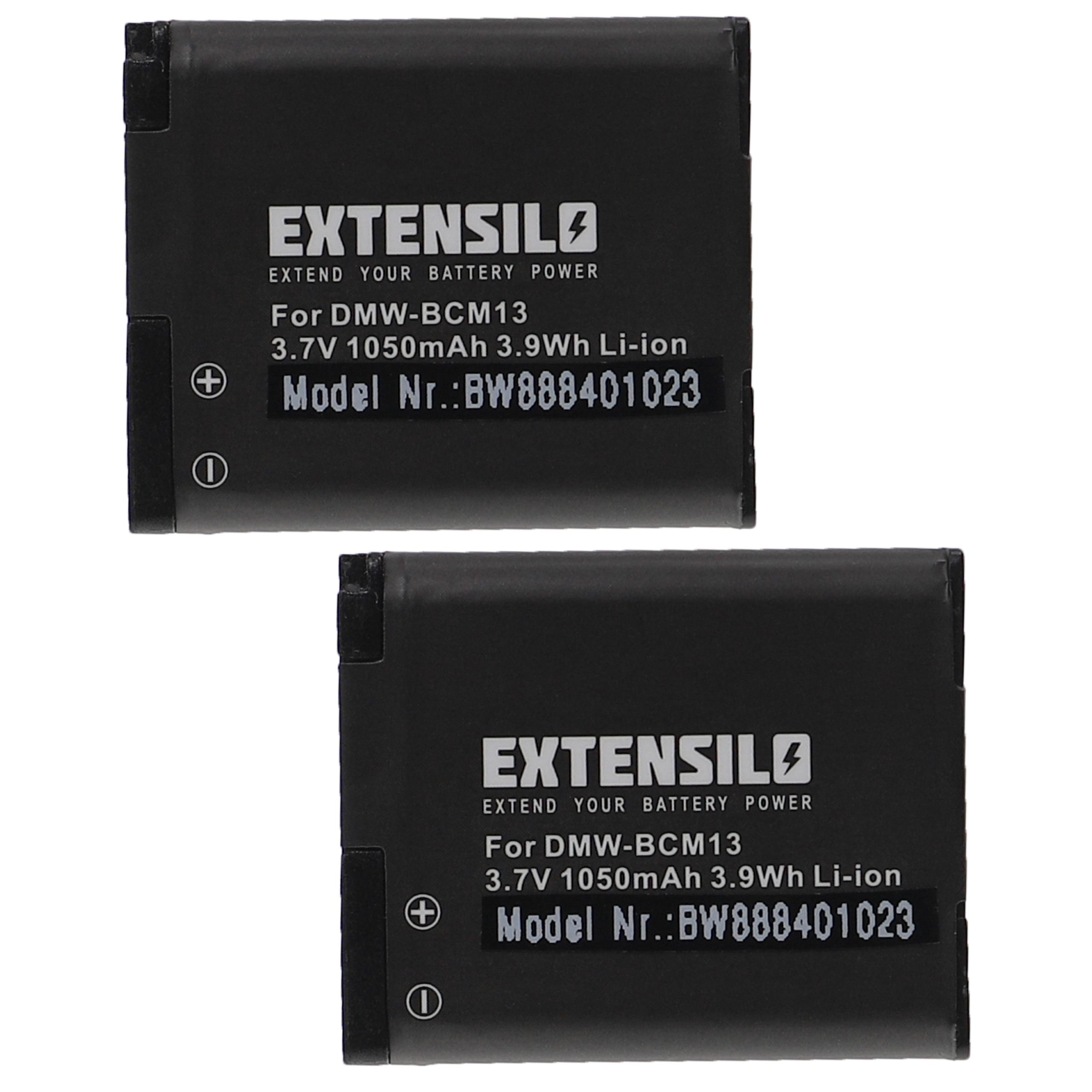 Batteries (2x pièces) remplace Panasonic DMW-BCM13E, DMW-BCM13 pour appareil photo - 1050mAh 3,7V Li-ion