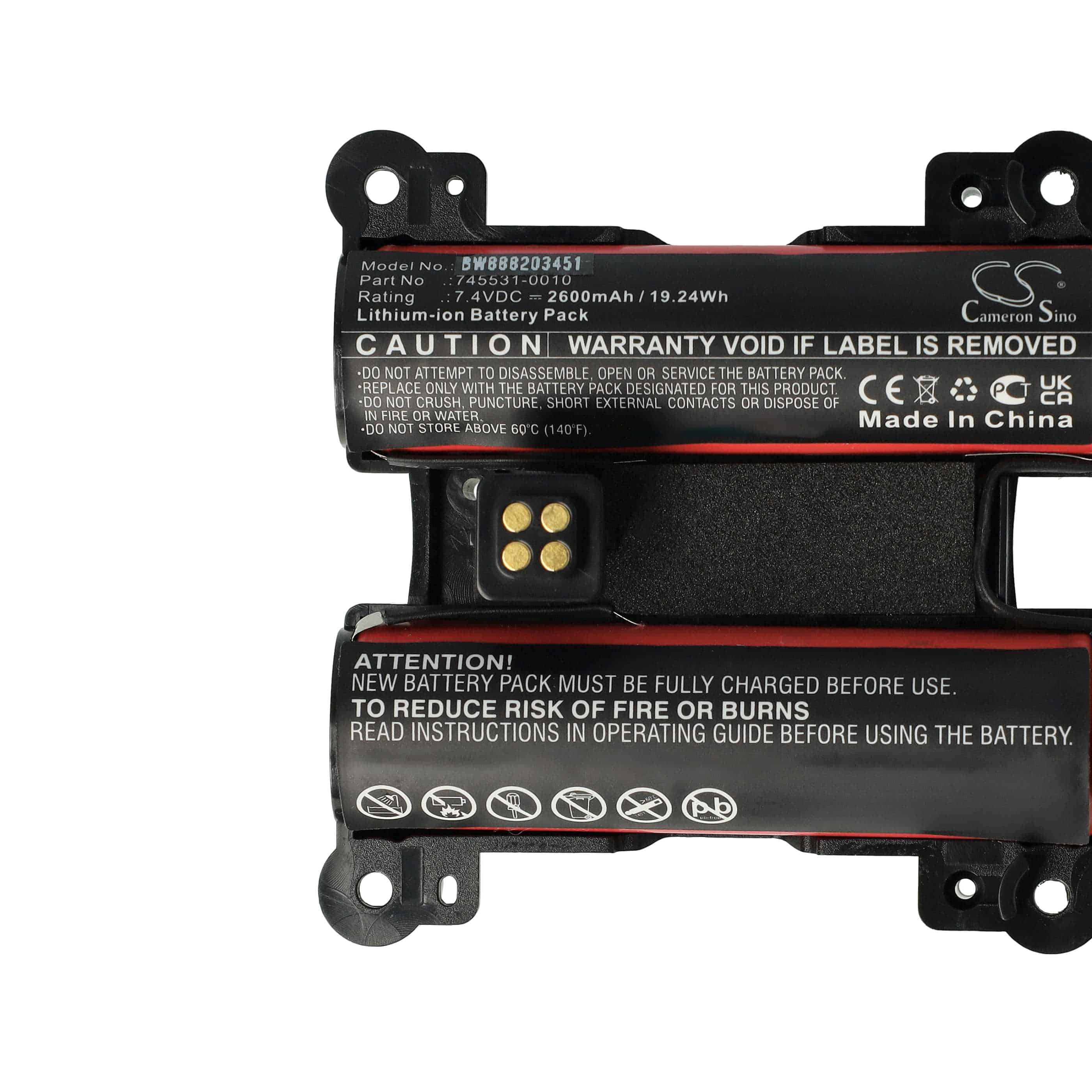 Batterie remplace Bose 745531-0010 pour enceinte Bose - 2600mAh 7,4V Li-ion