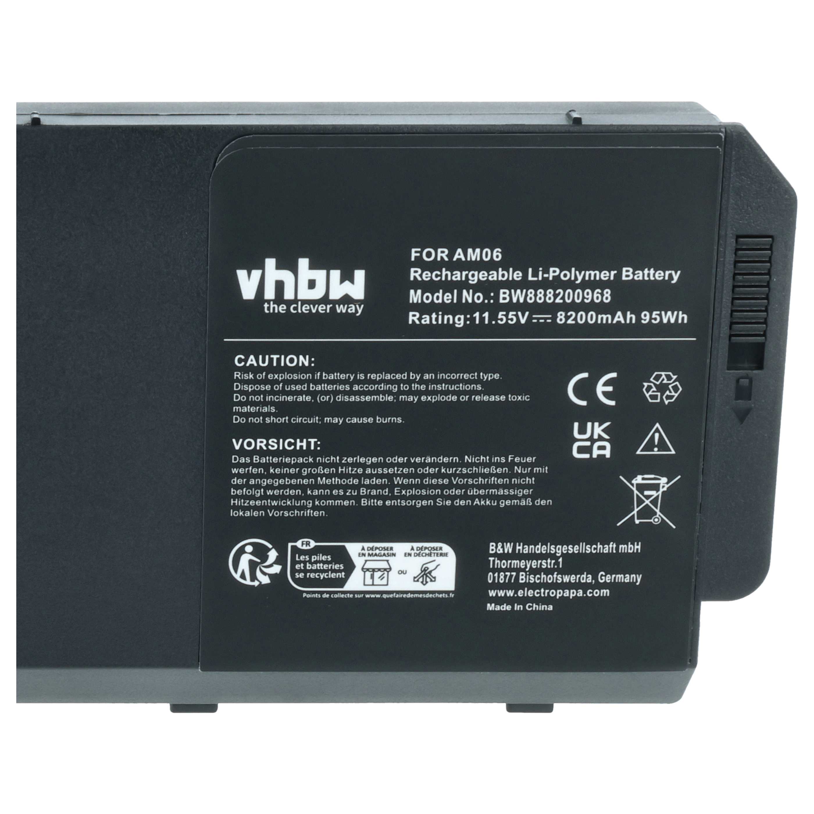 Akumulator do laptopa zamiennik HP AM06095XL, AM06XL, HSN-Q12C, HSTNN-IB8G - 8200 mAh 11,55 V Li-Ion, czarny
