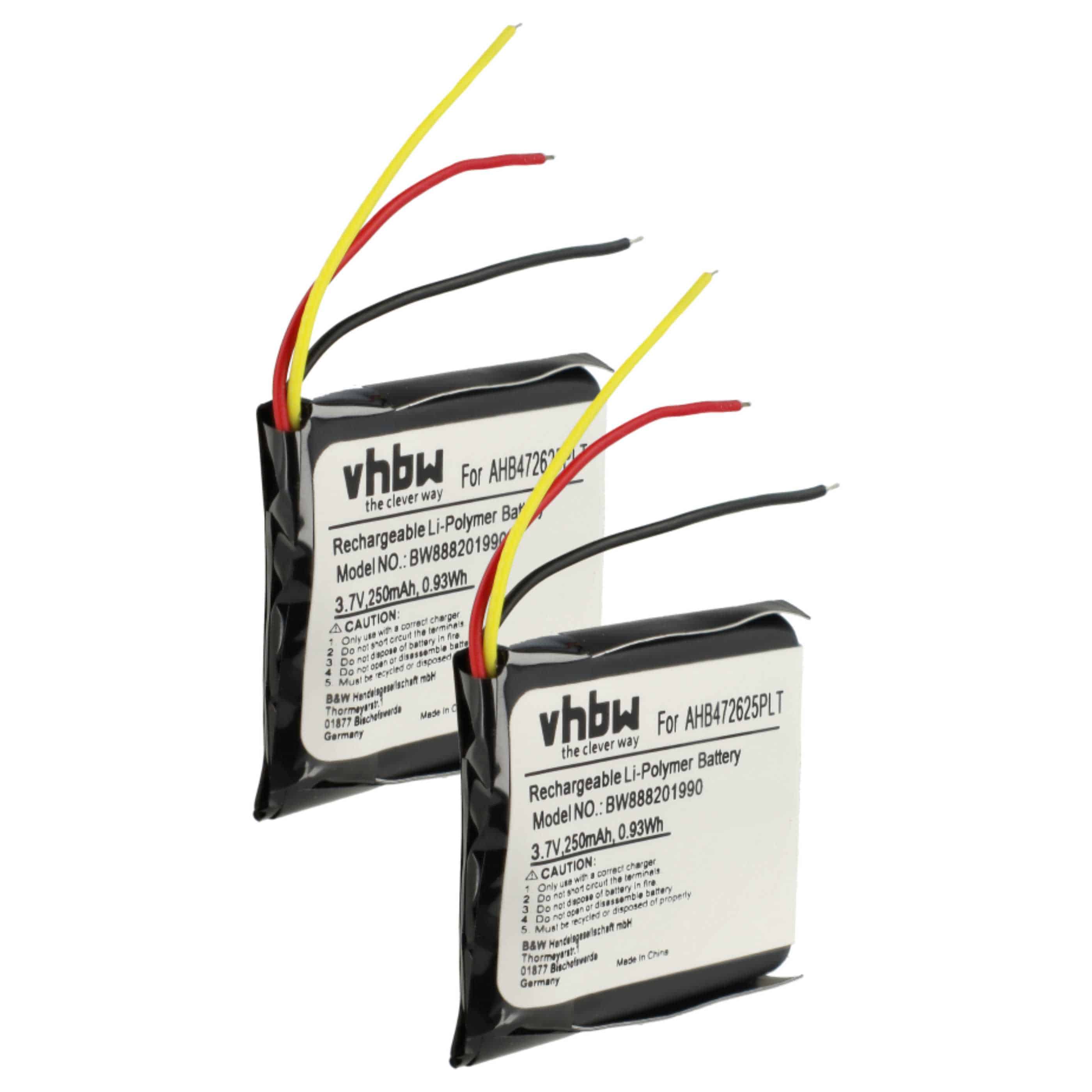 2x Akumulator do słuchawek bezprzewodowych zamiennik Jabra AHB472625PLT, AHB682828PS - 250 mAh 3,7 V LiPo