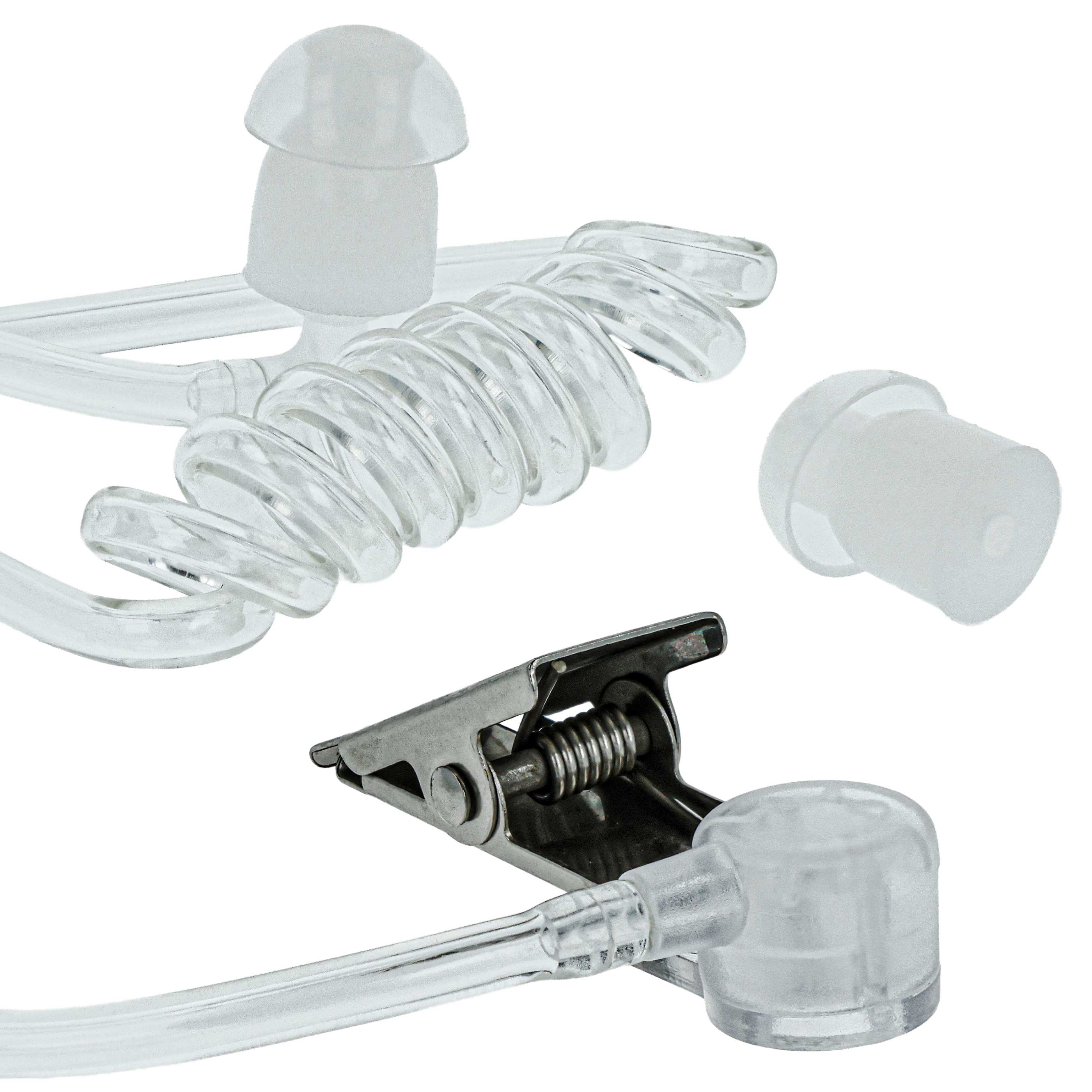 5x Sound Tube suitable for Motorola FTN6707 Headset - With Spare Ohrolive, Adapter + Clip, Transparent, White