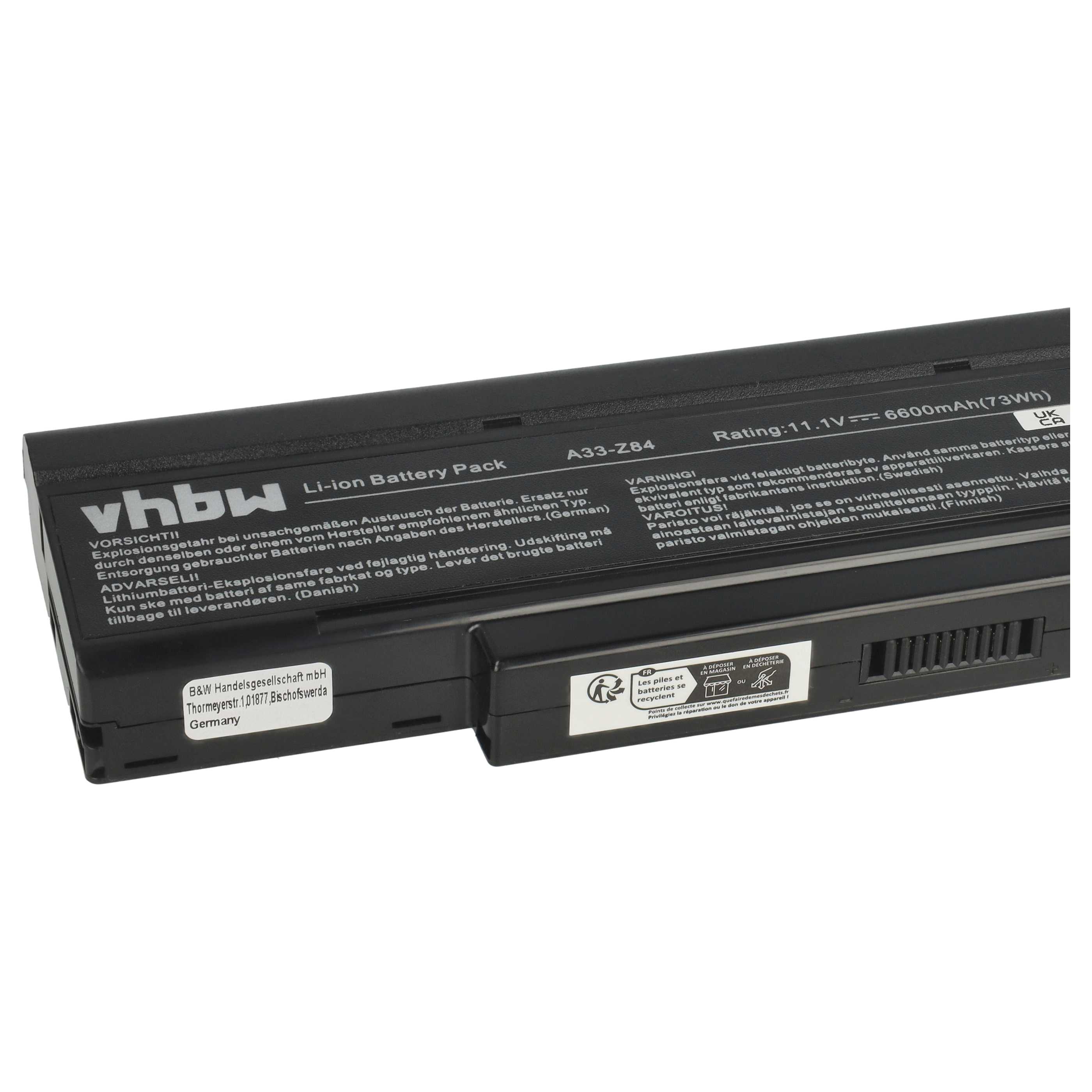 Batteria sostituisce Acer LC.BTP01.003 per notebook - 6600mAh 11,1V Li-Ion nero