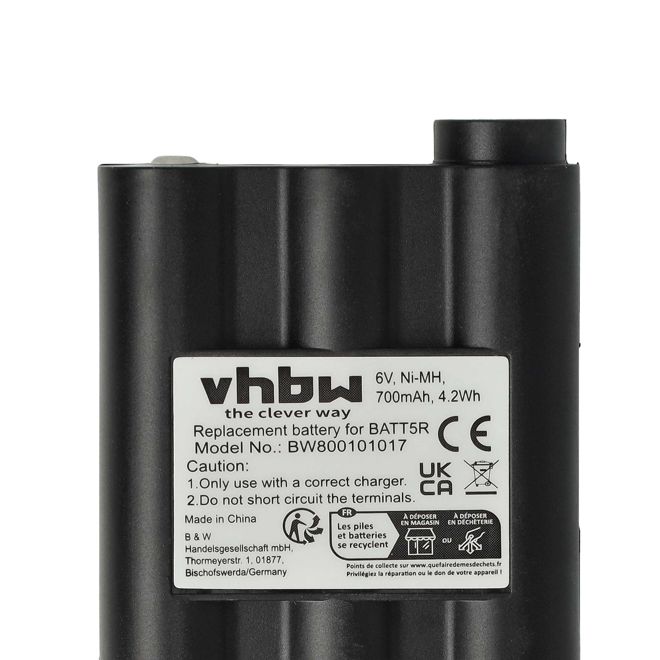 Radio 2x Battery replaces Alan Midland BATT5R, PB-ATL/G7 - 700 mAh 6 V NiMH
