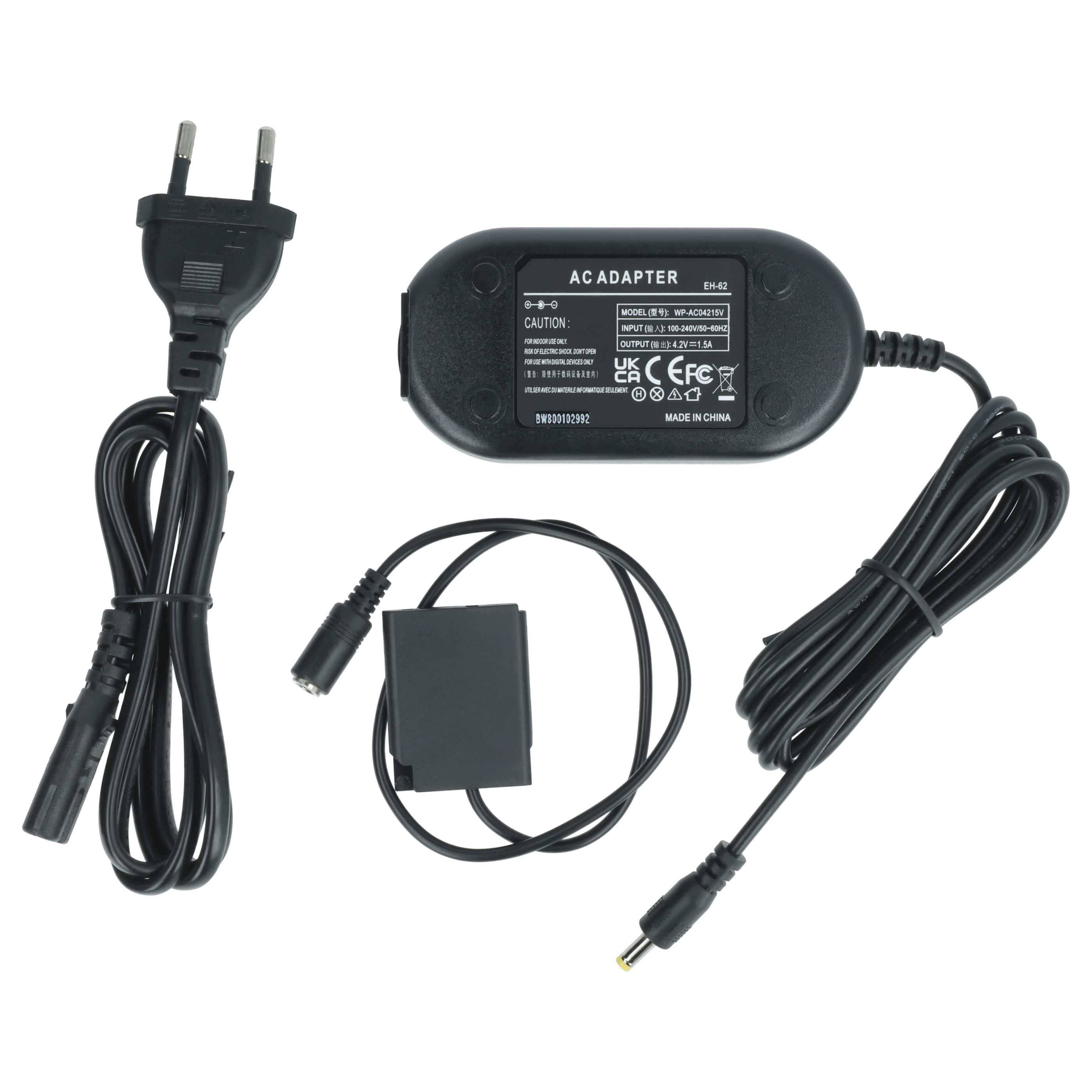 Power Supply replaces EH-62G EH62 EH-62 EH62G for Nikon Camera + DC Coupler as Nikon - 2 m, 4.2 V 1.5 A