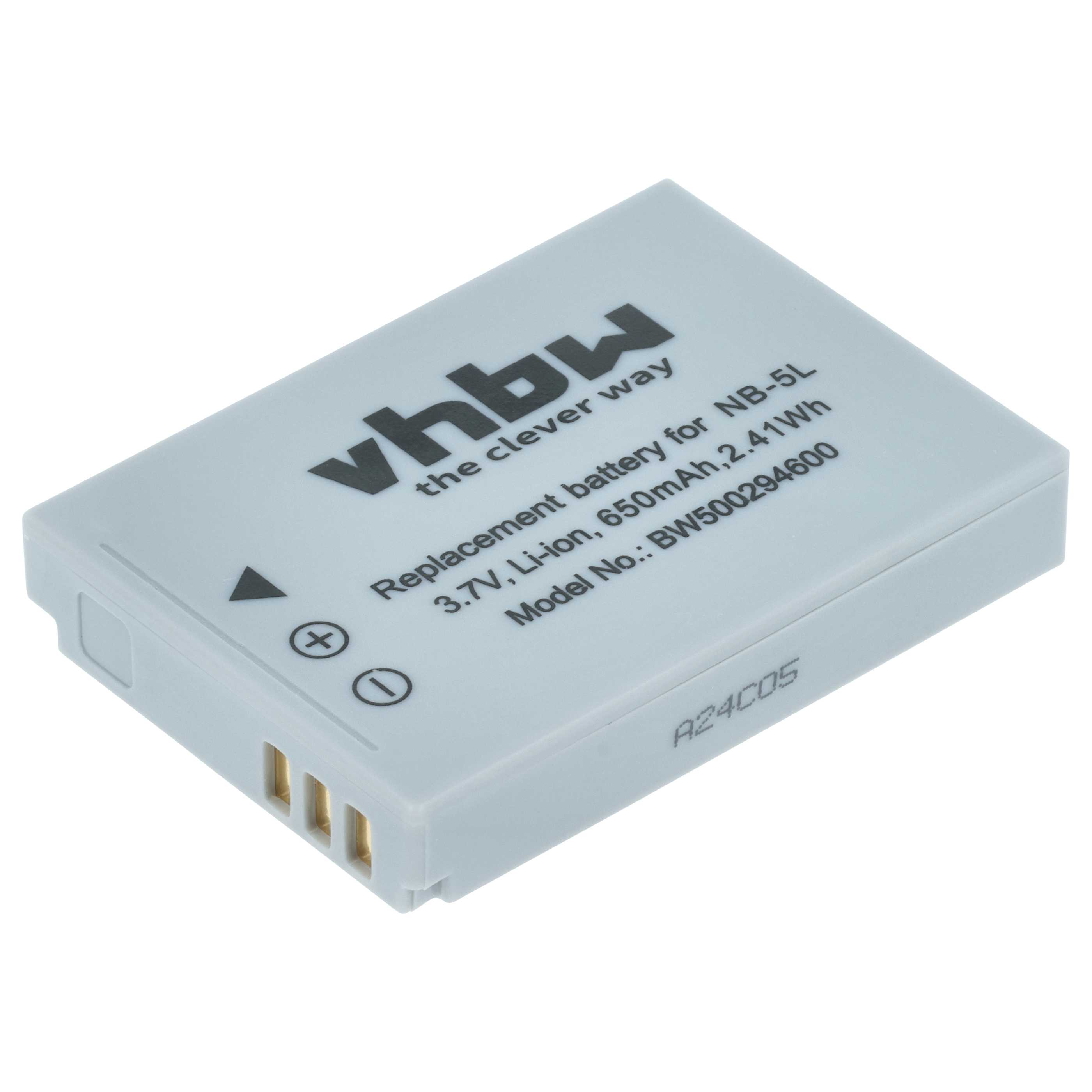 Battery replaces Canon NB-5L - 650mAh, 3.6V, Li-Ion