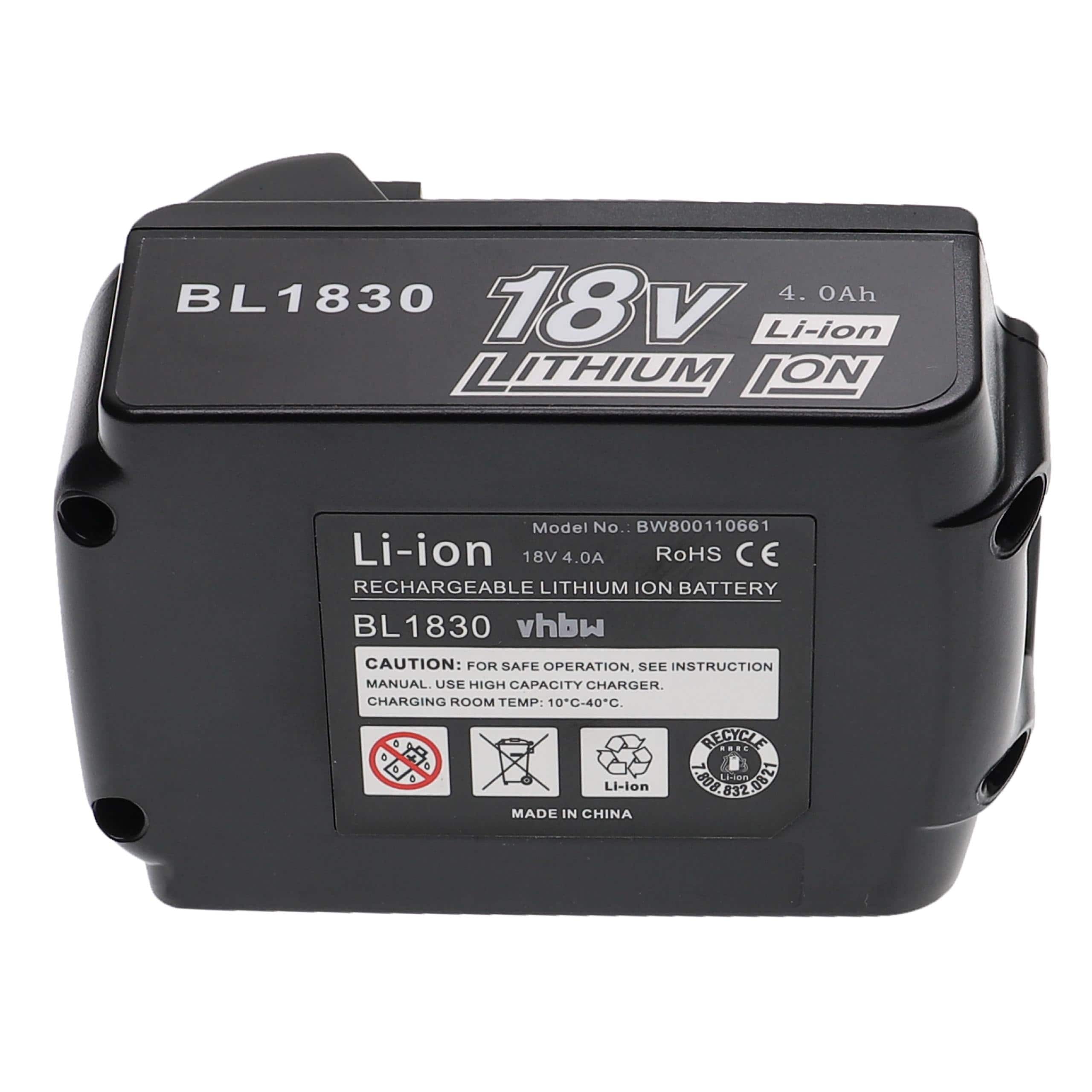 Batterie remplace Makita 194309-1, 194230-4, 194205-3, 194204-5 pour outil électrique - 4000 mAh, 18 V, Li-ion