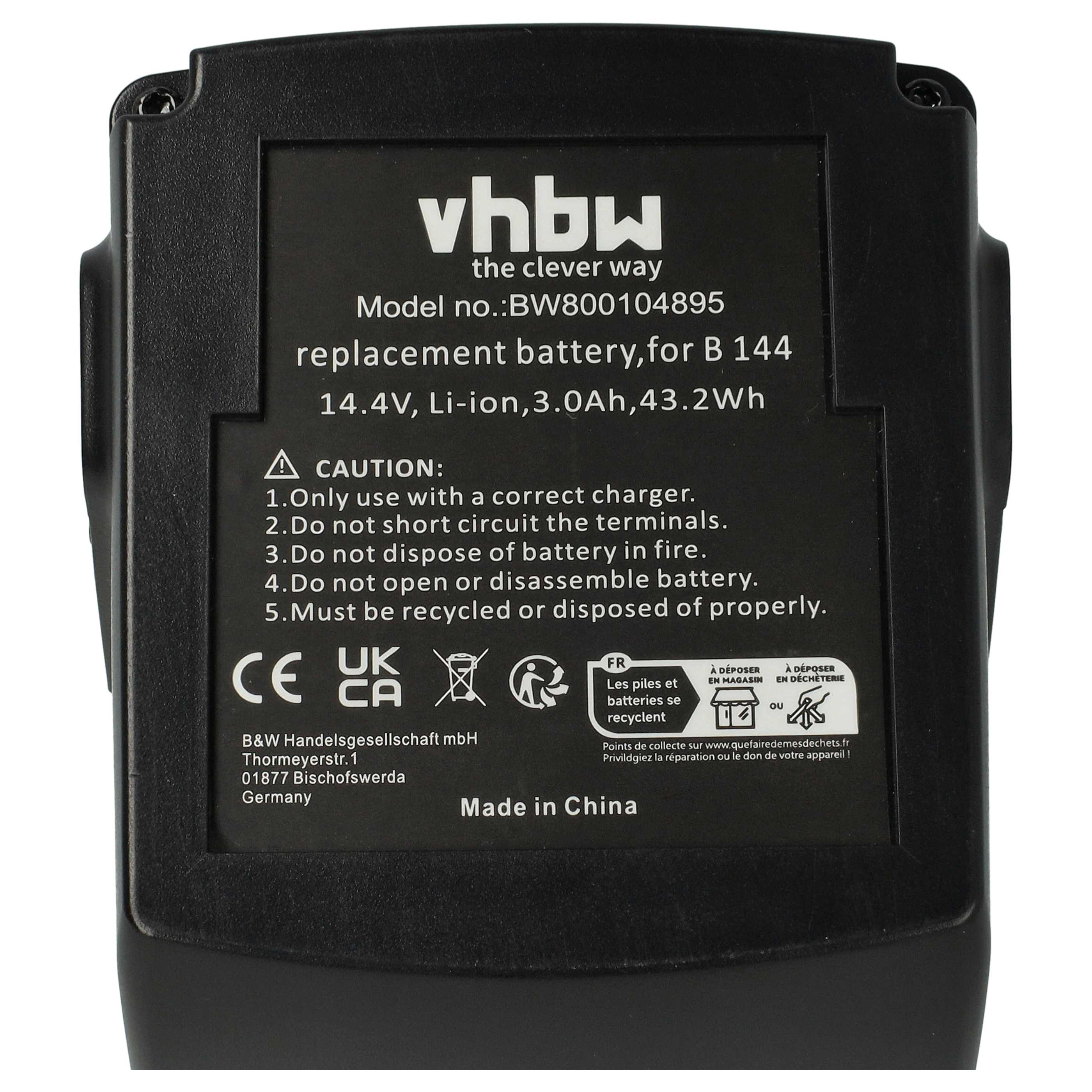 Batteria sostituisce Hilti 273114, YTB327, B144, B 144/2.6, B144 Li-Ion per attrezzo - 3Ah 14,4V Li-Ion