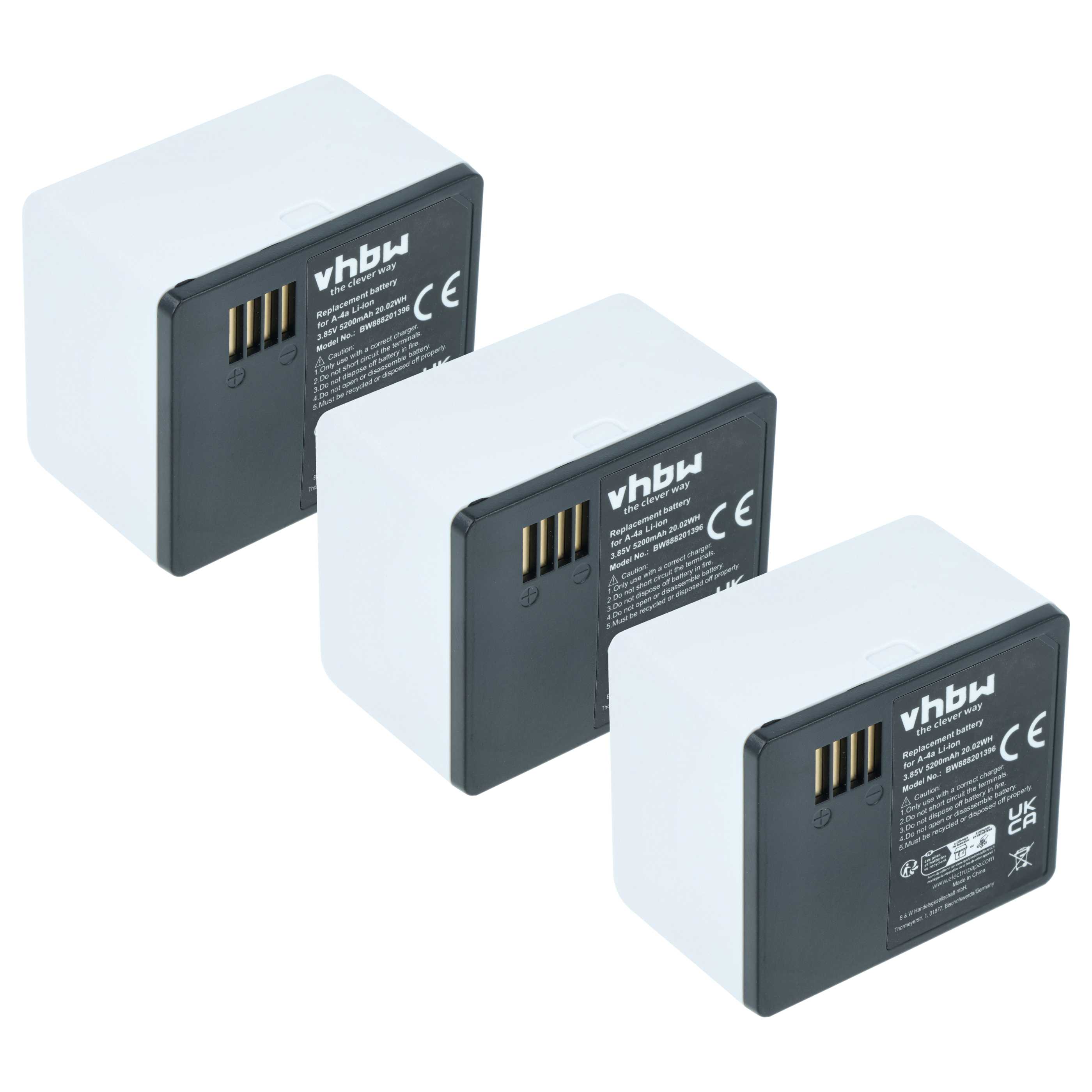 3x Akumulator do kamery zamiennik Arlo 308-1070-01, 308-50012-01, A-4a, 308-10069-01 - 5200 mAh 3,85 V LiPo