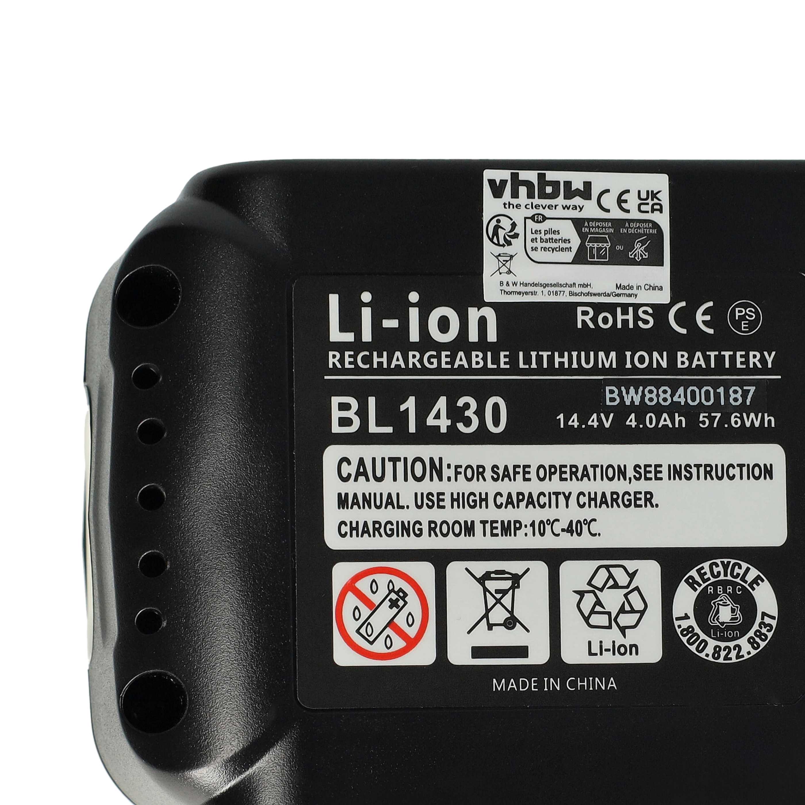 Electric Power Tool Battery (3x Unit) Replaces Makita 196375-4, BL1413G, BL1411G - 4000 mAh, 14.4 V, Li-Ion