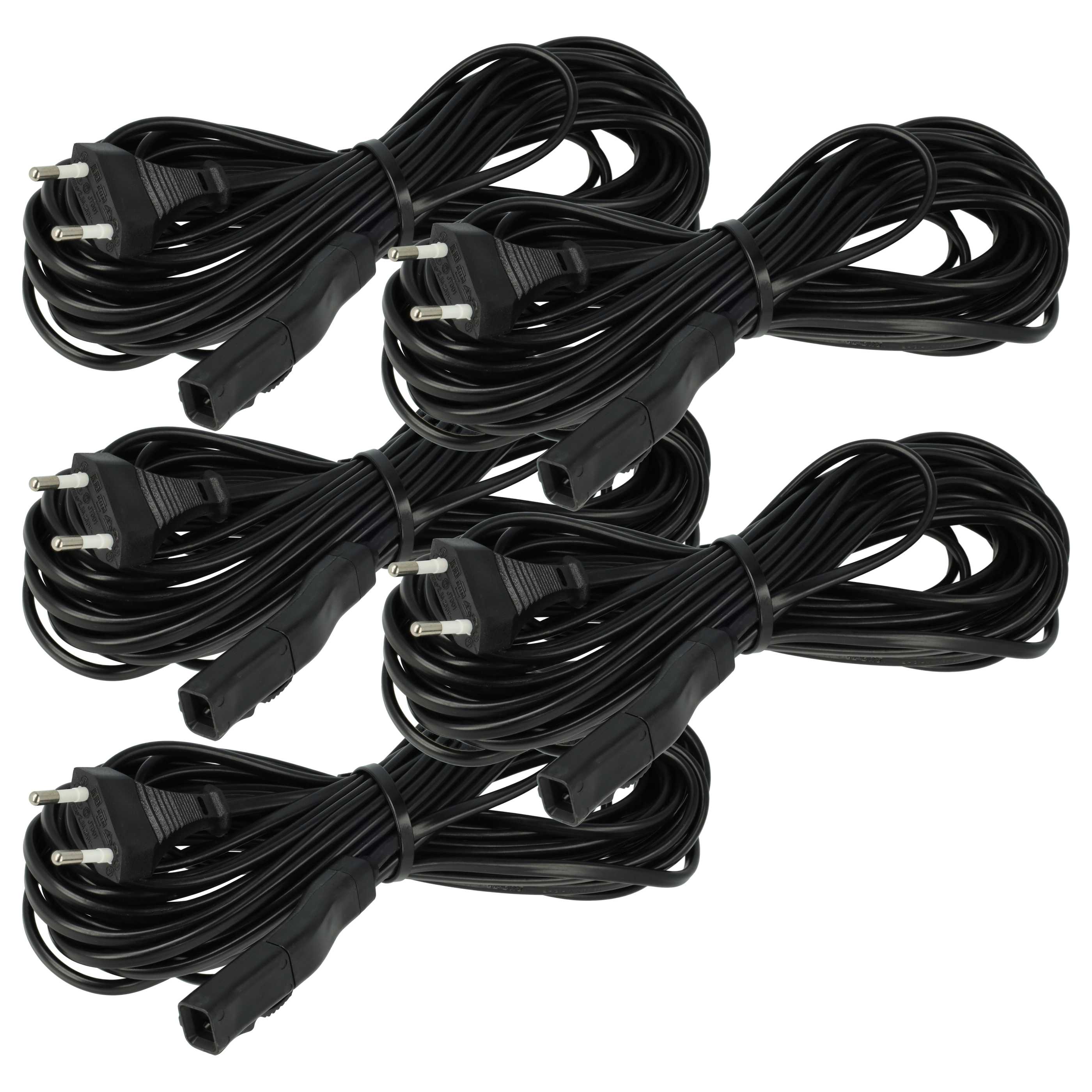 5x Power Cable suitable for Vorwerk Kobold 200, VK 200 Vacuum Cleaner etc. - 10 m Cable