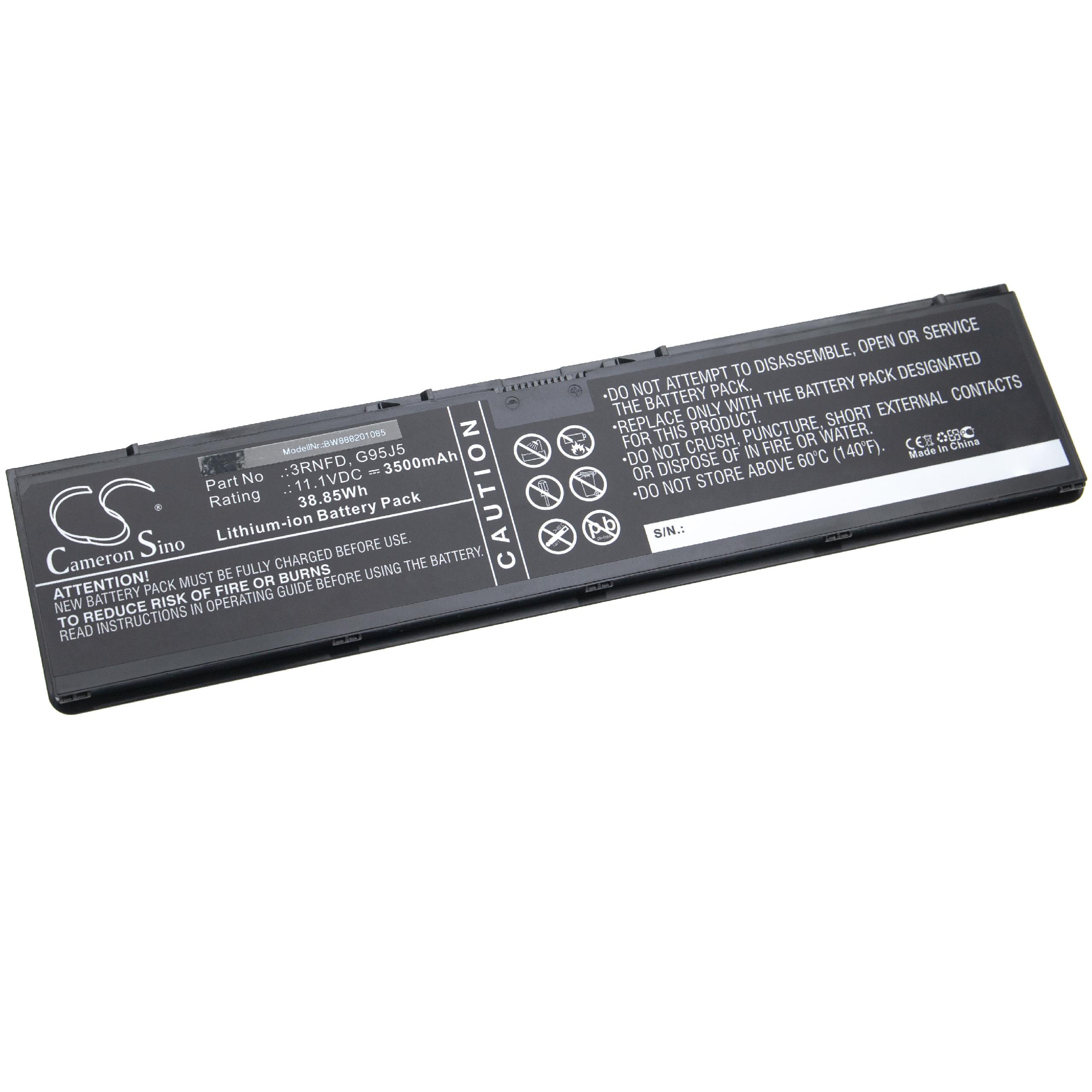 Notebook Battery Replacement for Dell 3RNFD, 34GKR, 451-BBFV, 451-BBFT, 451-BBFS - 3500mAh 11.1V Li-Ion, black
