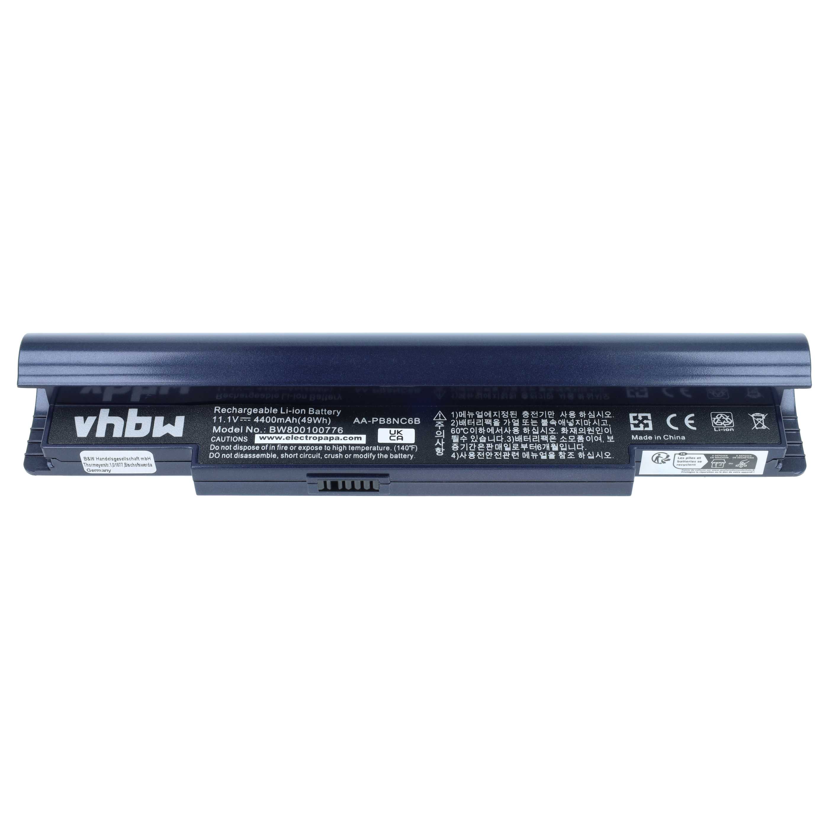 Notebook-Akku als Ersatz für Samsung AA-PB8NC6B, AA-PB8NC6M für Samsung - 4400mAh 11,1V Li-Ion, blau