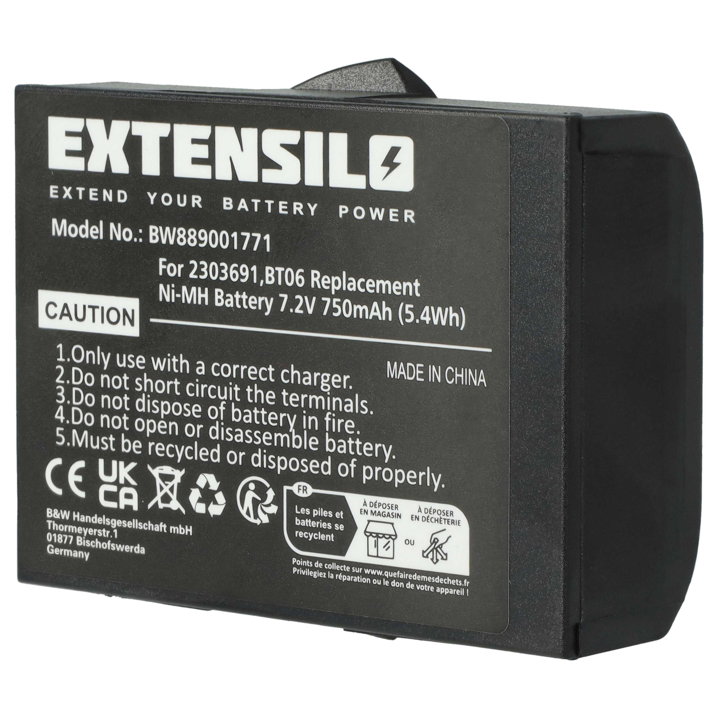 Akku (5 Stück) als Ersatz für Danfoss 2303691, BT06 Steuerung - 750mAh 7,2V NiMH