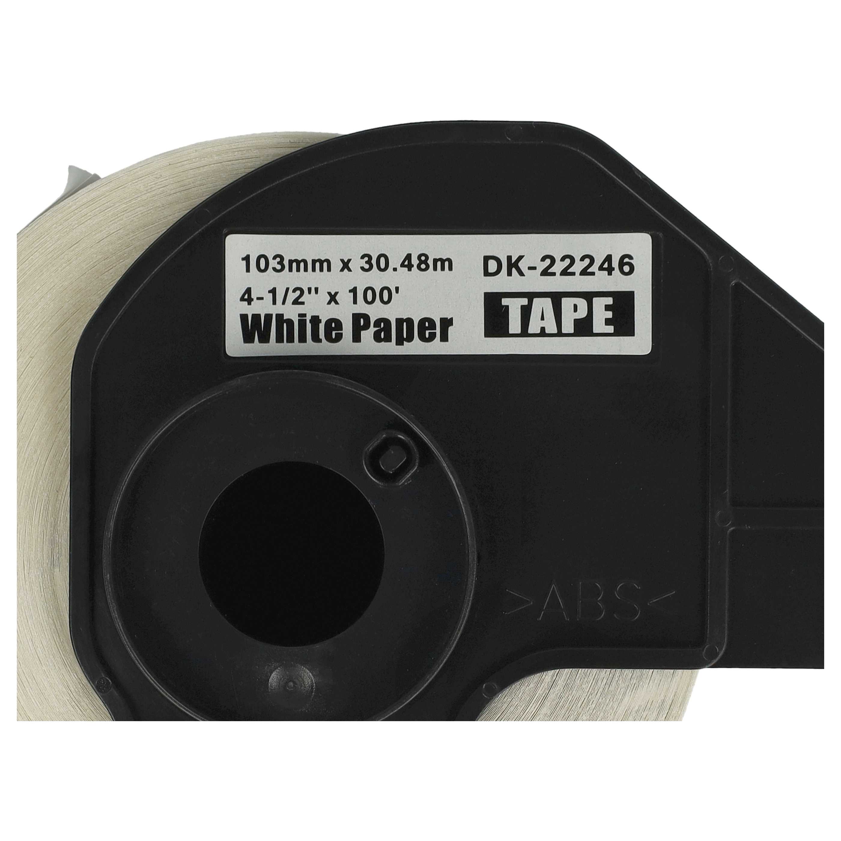 5x Label Roll replaces Brother DK-22246 Labeller - Self-Adhesive 103 mm x 30.48 m + Holder