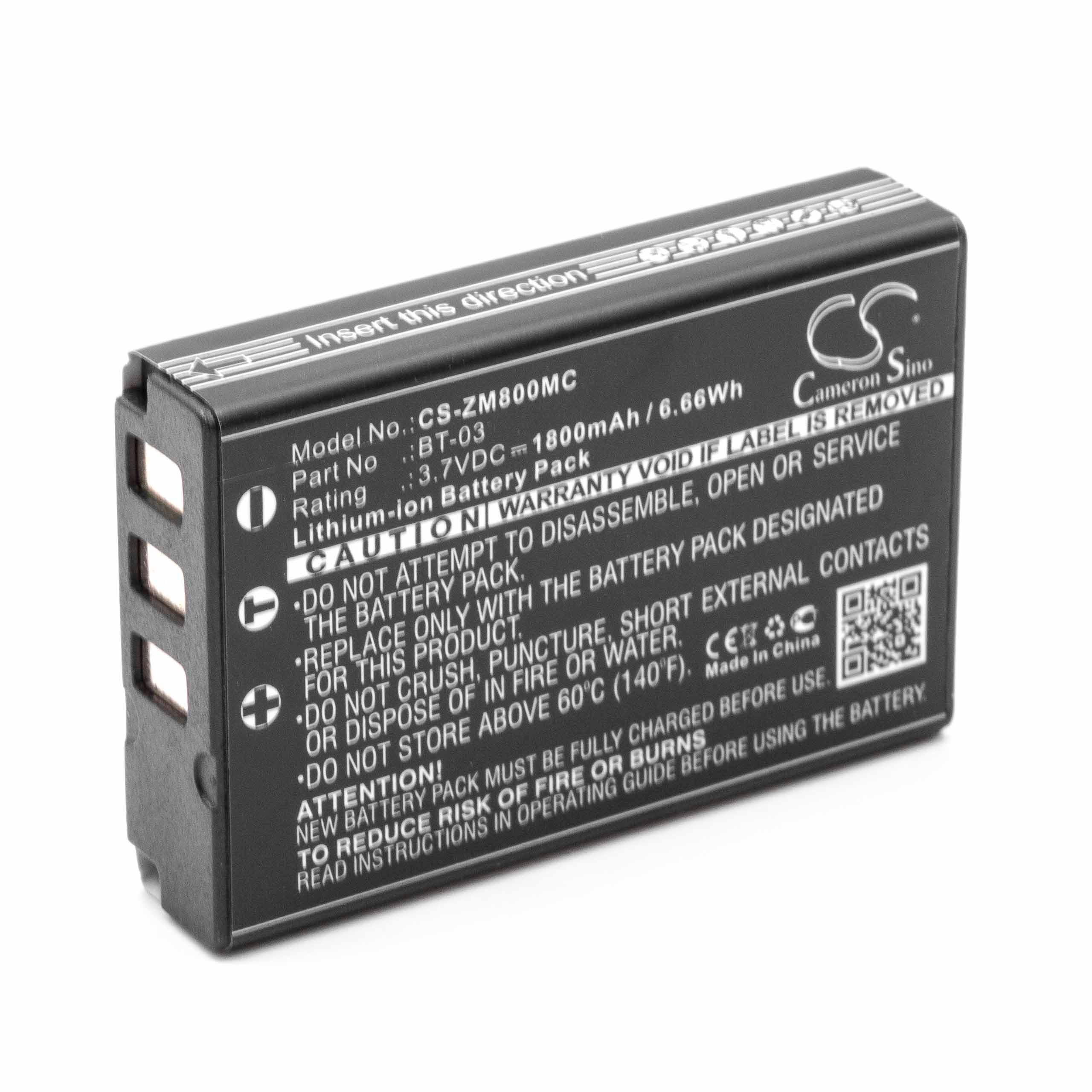 Batterie remplace Zoom BT-03 pour appareil photo - 1800mAh 3,7V Li-ion