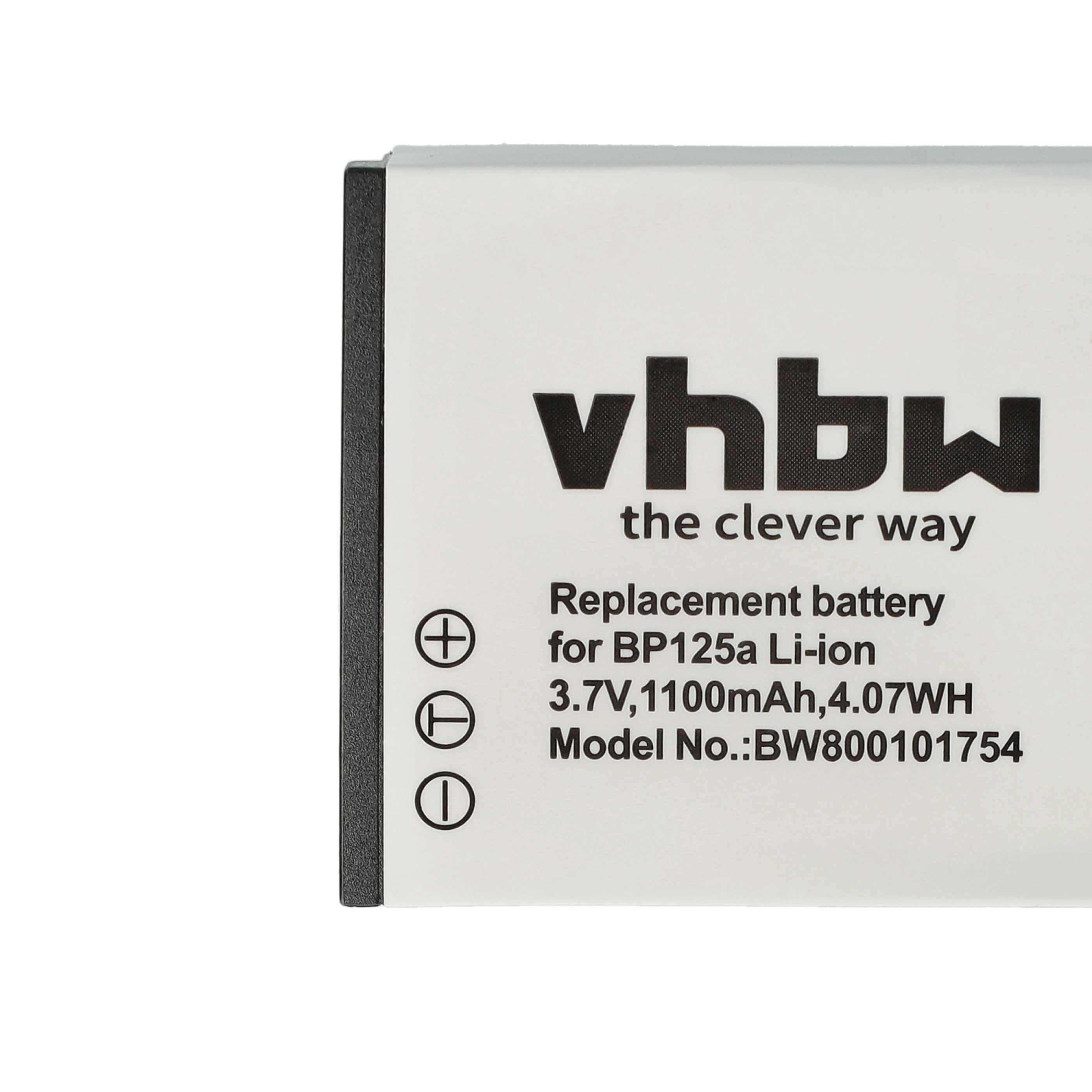 Videocamera 3x Battery replaces Samsung IA-BP125A, AD43-00197A, BP125A, IA-BP125 - 1100 mAh 3.6 V Li-Ion