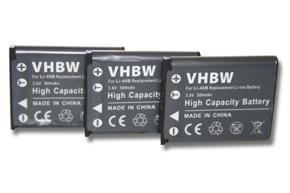 Batteries (3x pièces) remplace BenQ DLI216 pour appareil photo - 500mAh 3,6V Li-ion