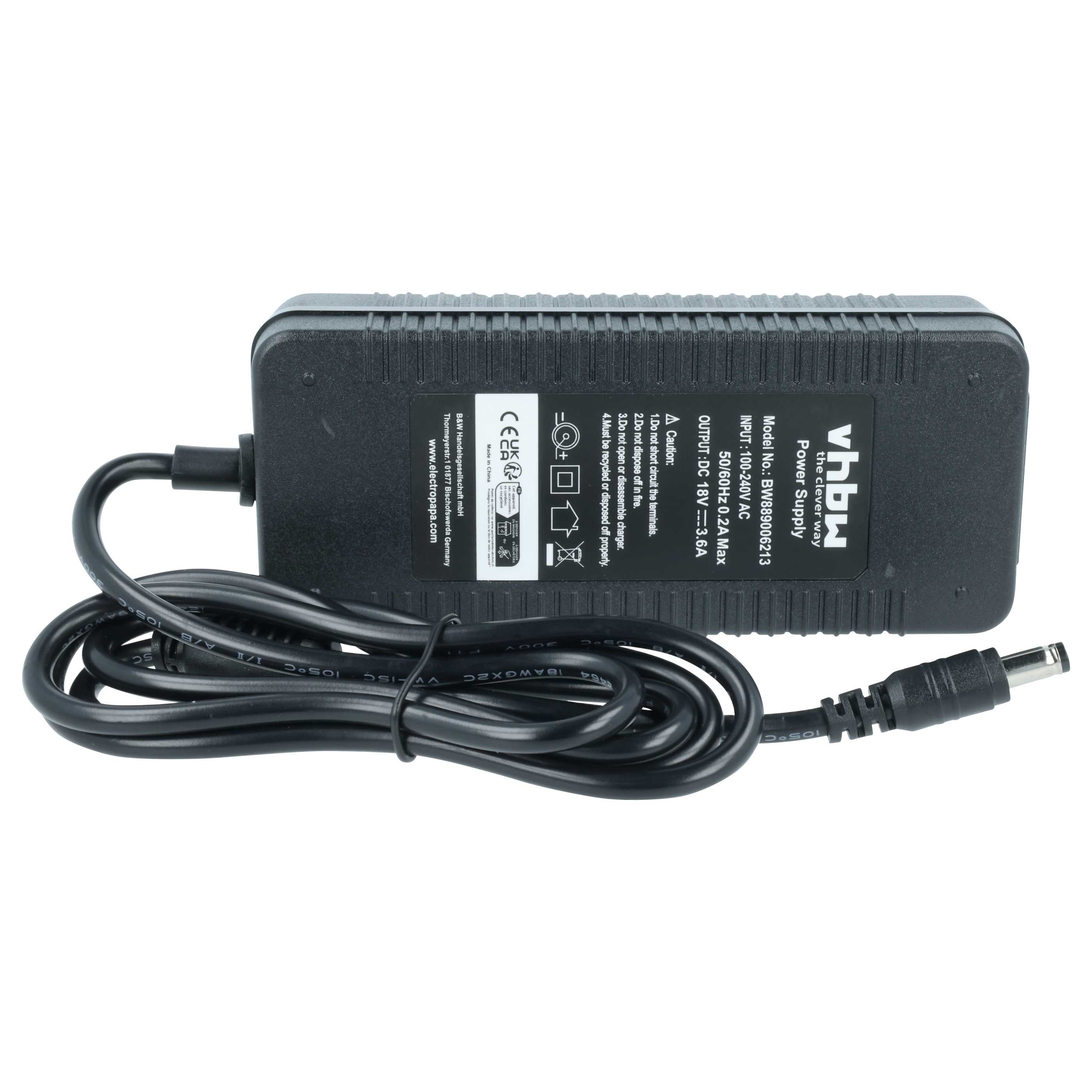 Mains Power Adapter suitable for Kettler Ergometer EX1 Fitness Equipment, Home Trainer - 256 cm