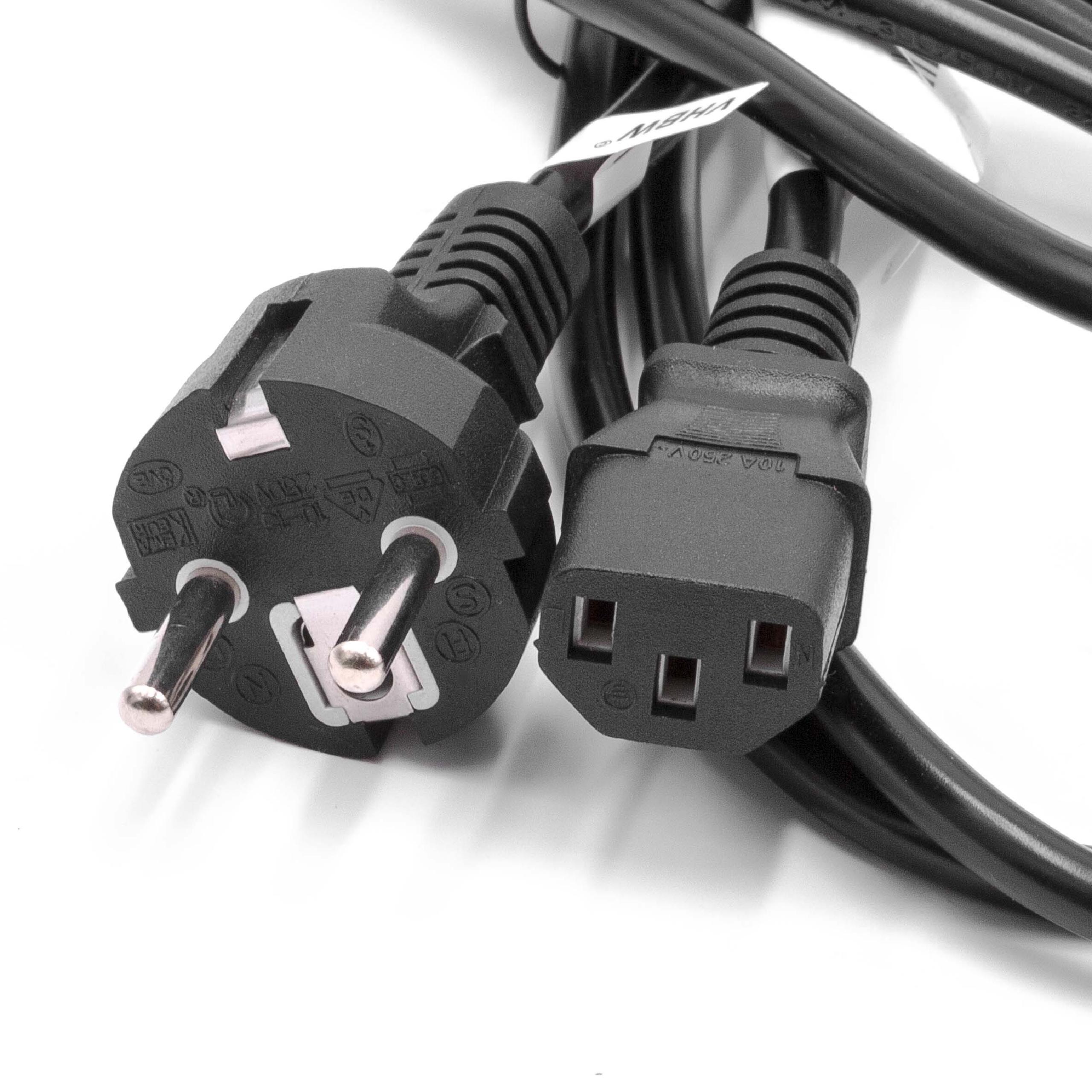 5x C13 Power Cable Euro Plug suitable for Devices e.g. PC Monitor Computer - 2 m