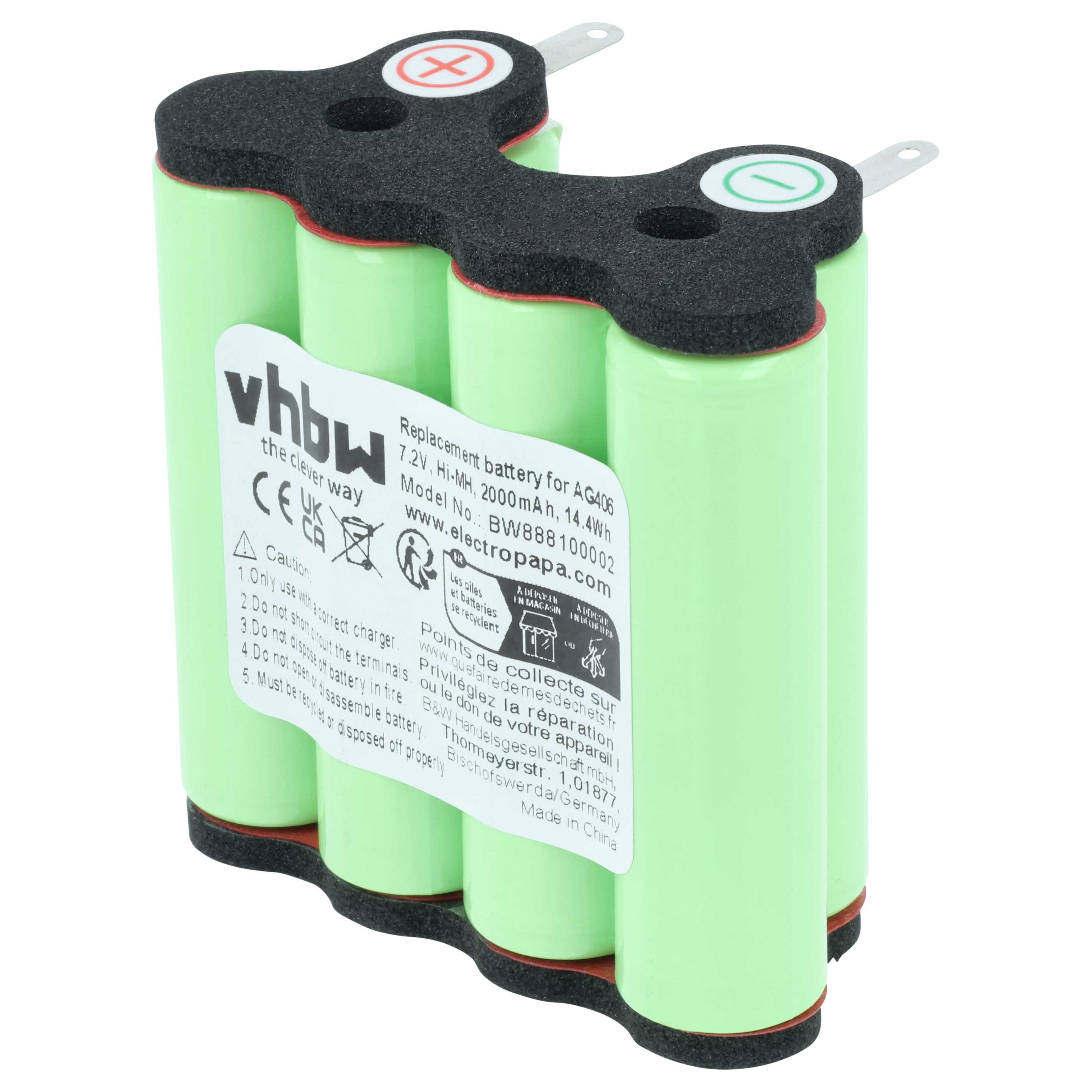 Batterie remplace AEG/Electrolux 90016553200, 90005510600 pour aspirateur AEG Electrolux - 2000mAh 7,2V NiMH