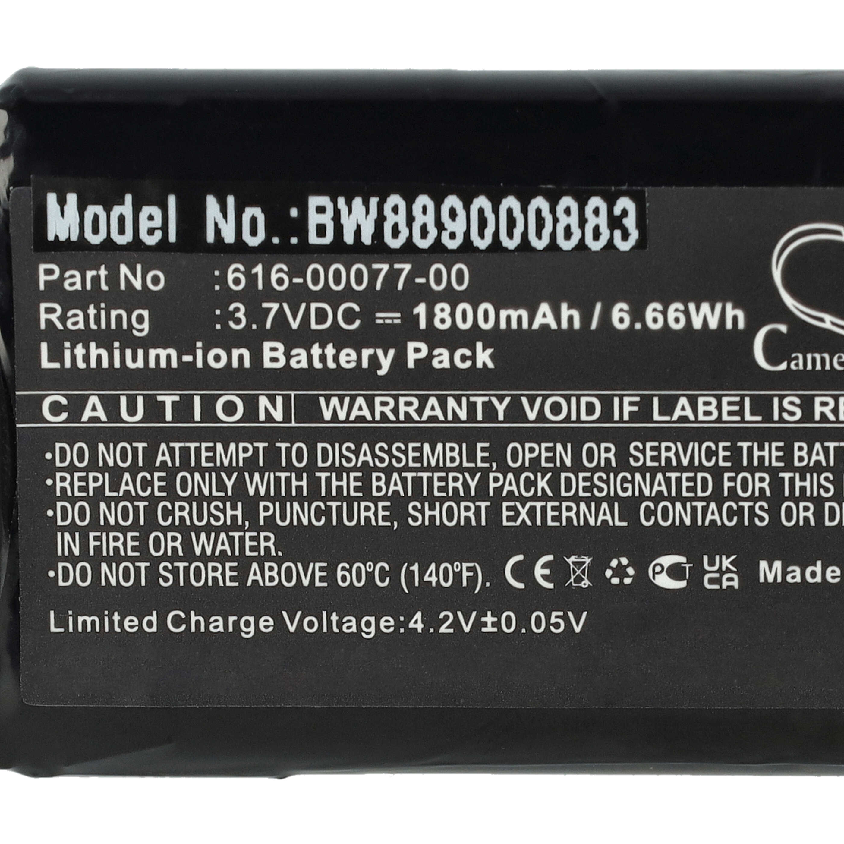 GPS Battery Replacement for Garmin 010-12110-003, 361-00077-10, 361-00077-00, 010-12110-03 - 1800mAh, 3.7V