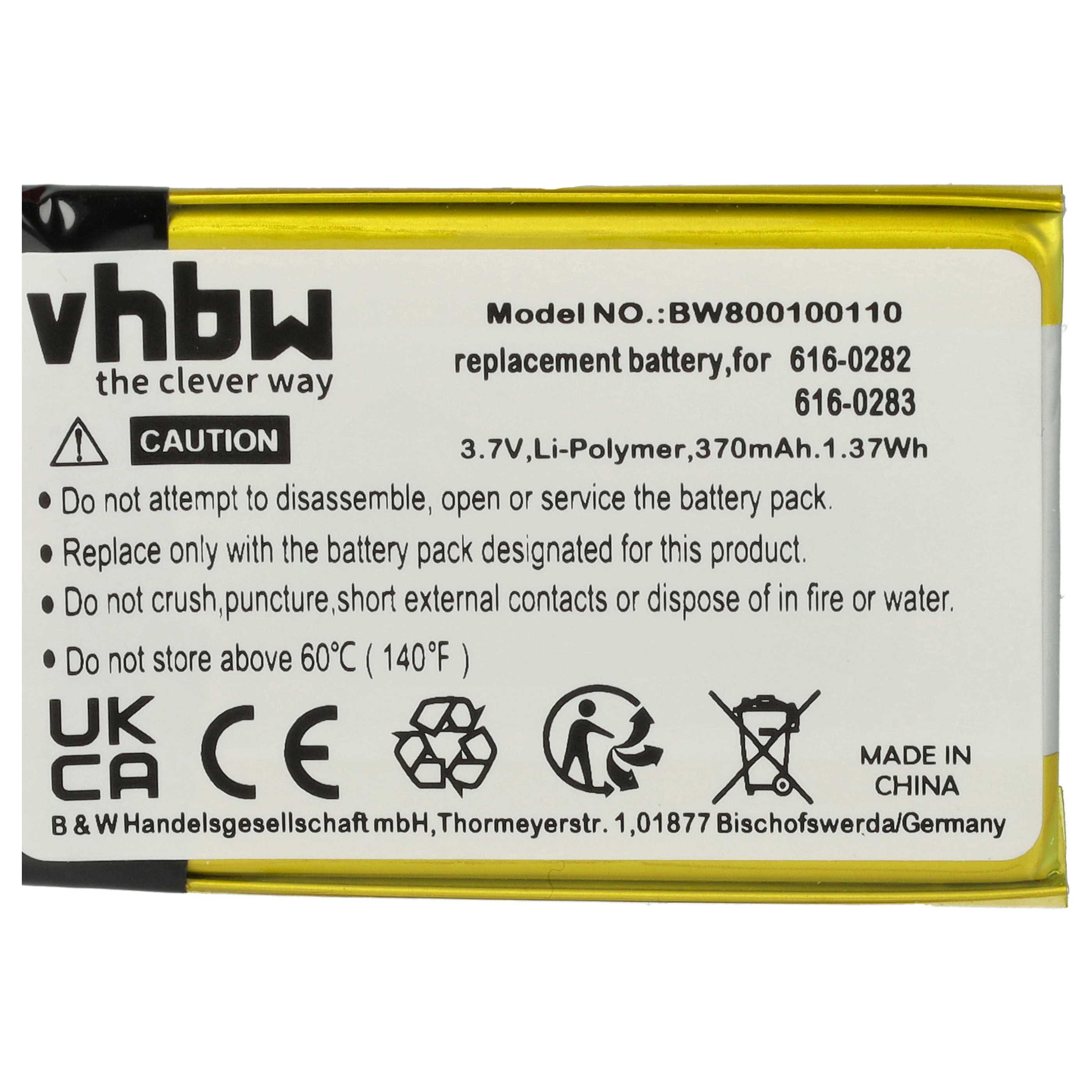 MP3-Player-Akku als Ersatz für Apple 616-0283, 616-0287, 616-0282, 616-0292 für Apple - 400mAh 3,7V Li-Polymer
