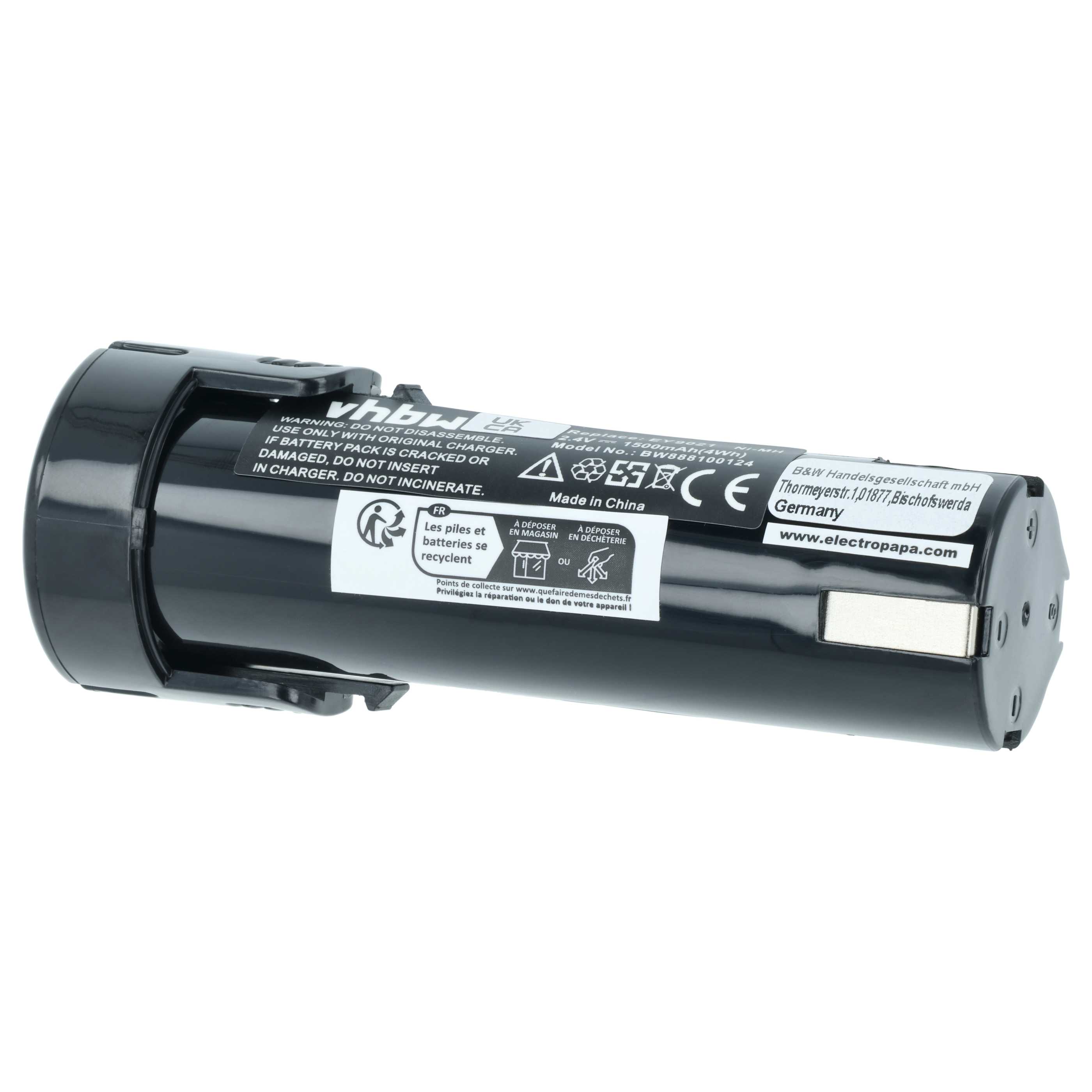 Battery replaces Panasonic 6546 6, 6538 1, 6545 6, 6540 1, 6539 6 Electric Power Tool - 1500 mAh, 2.4 V, NiMH