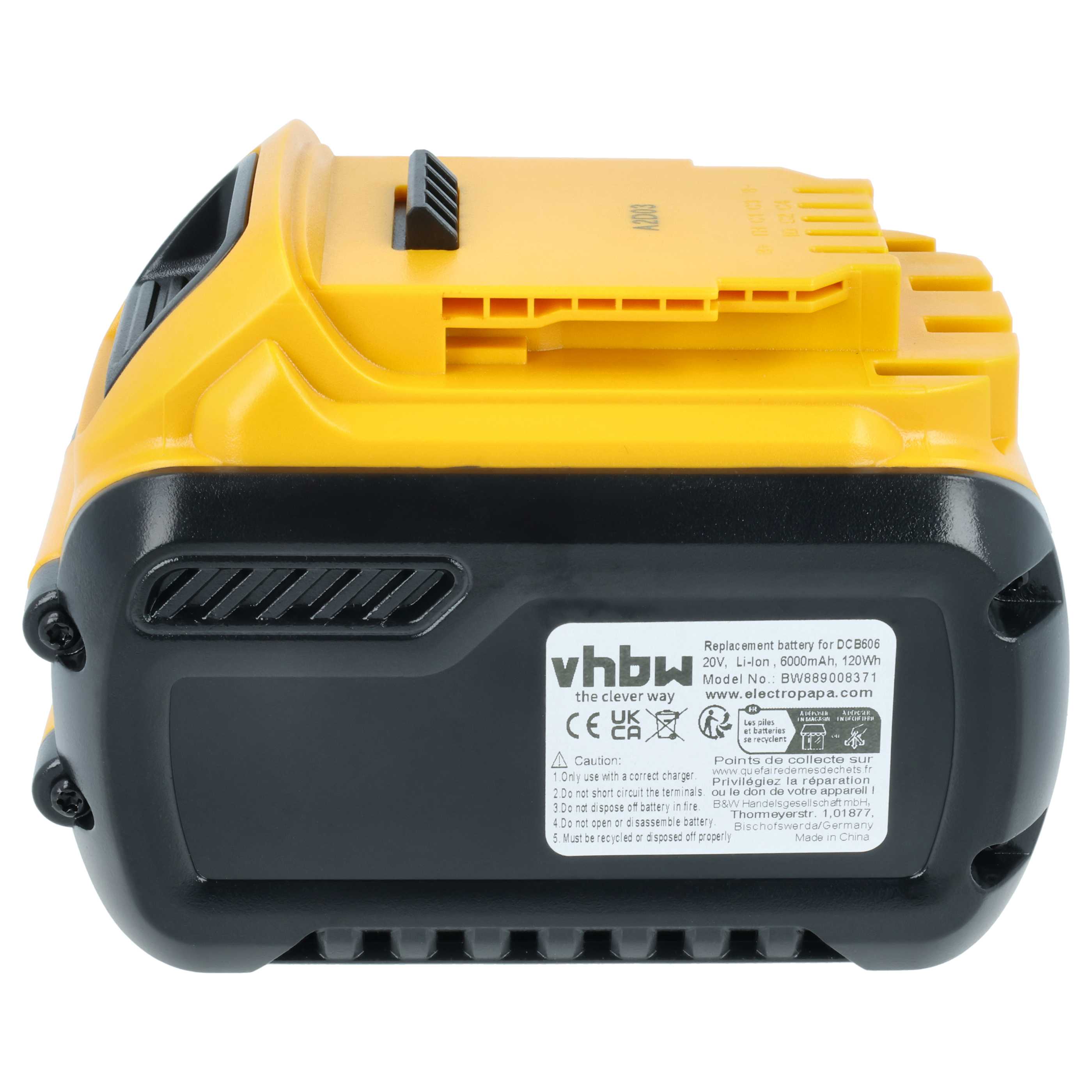 Akku 20V als Ersatz für Dewalt DCB606 - 6000mAh, Li-Ion