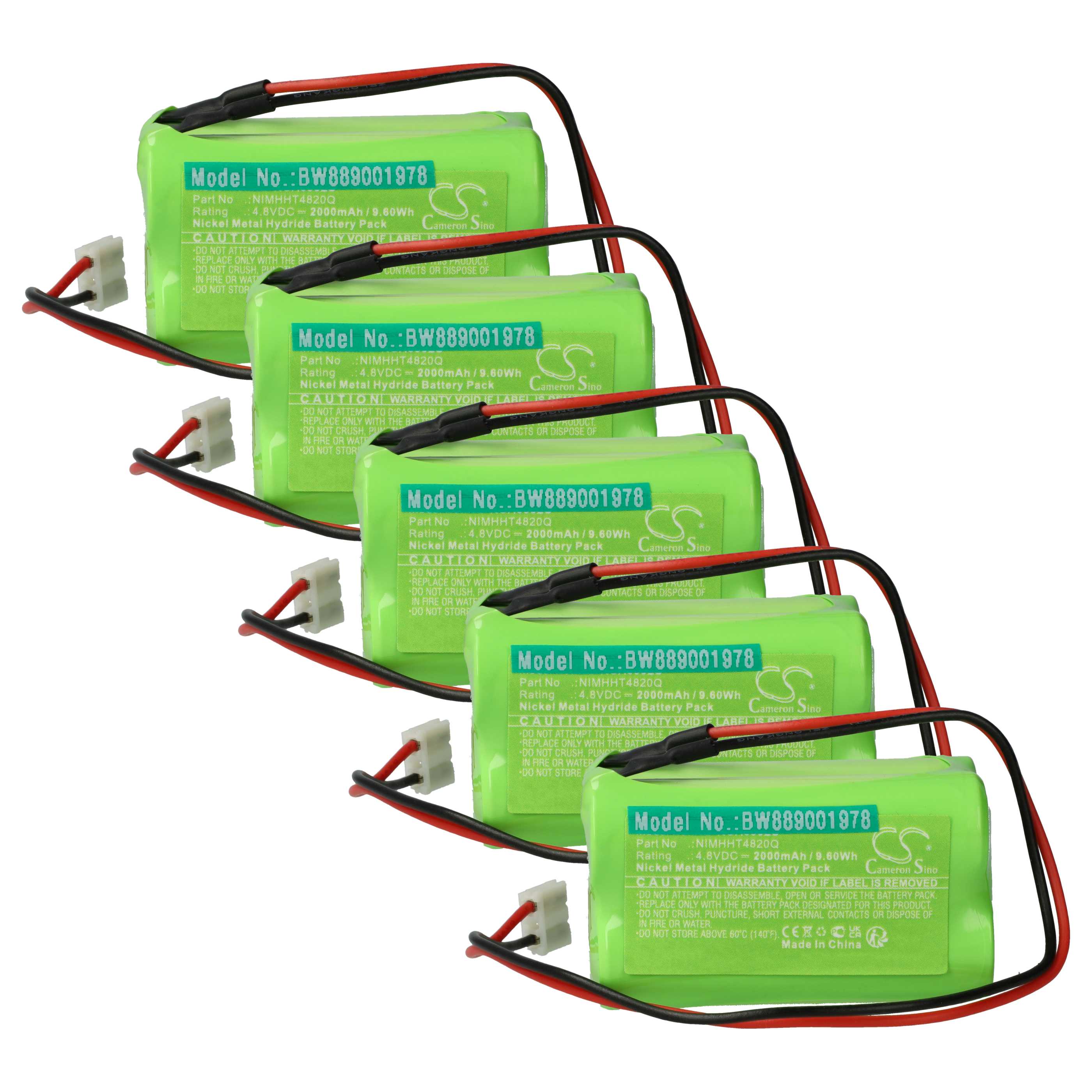 5x Akumulator do oświetlenia awaryjnego zamiennik ABM NIMHHT4820Q - 2000 mAh 4,8 V NiMH