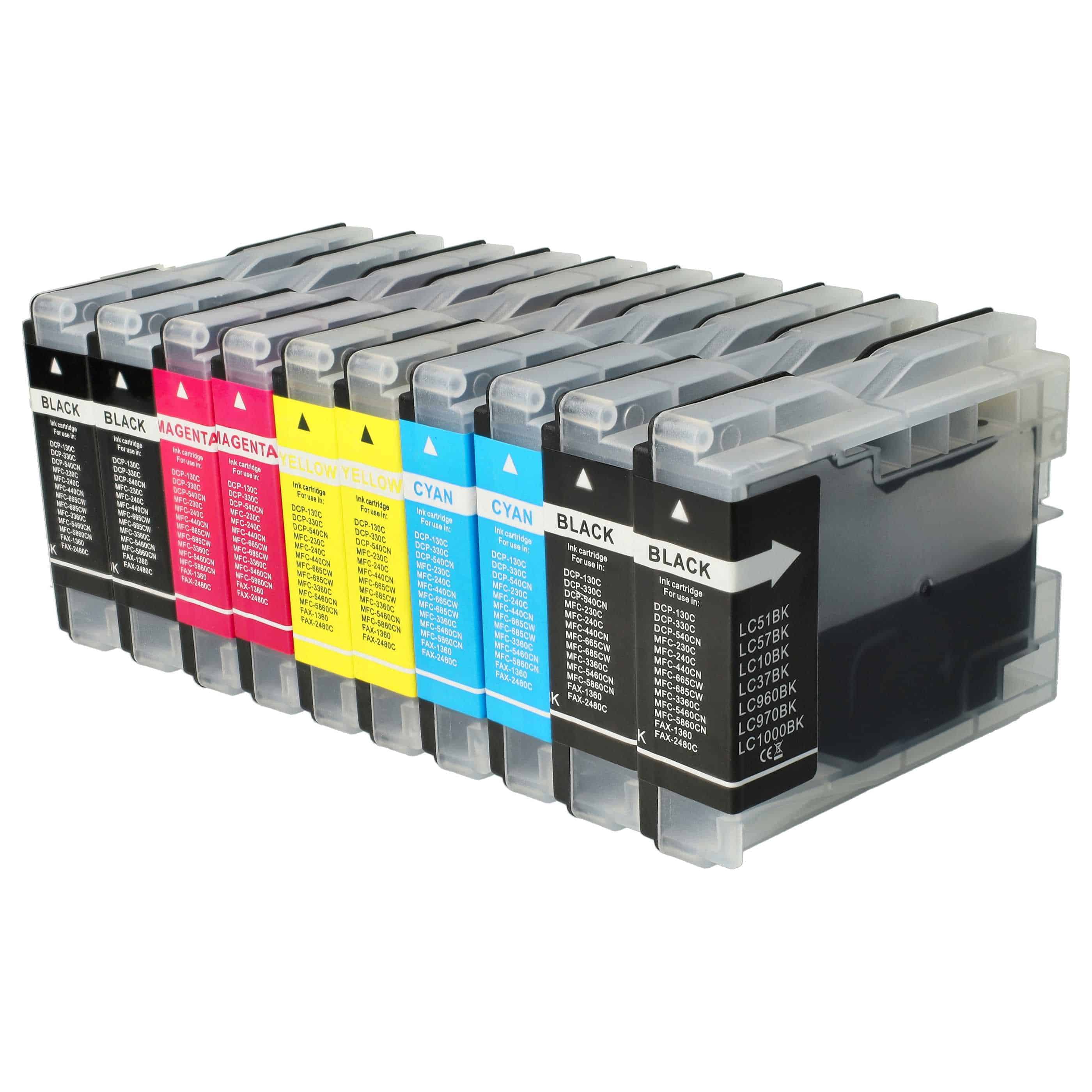 10x Set cartucce di inchiostro sostituisce Brother LC-1000M, LC-1000C, LC-1000BK per stampante - B/C/M/Y