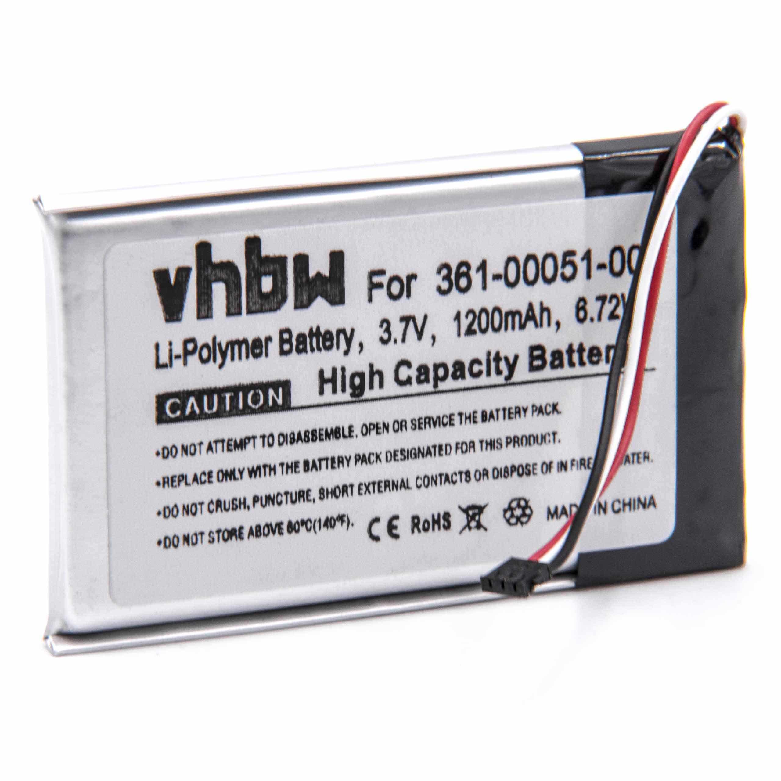 GPS Battery Replacement for Garmin 361-00051-01, 361-00051-12, 361-00051-02, 361-00051-00 - 1200mAh, 3.7V