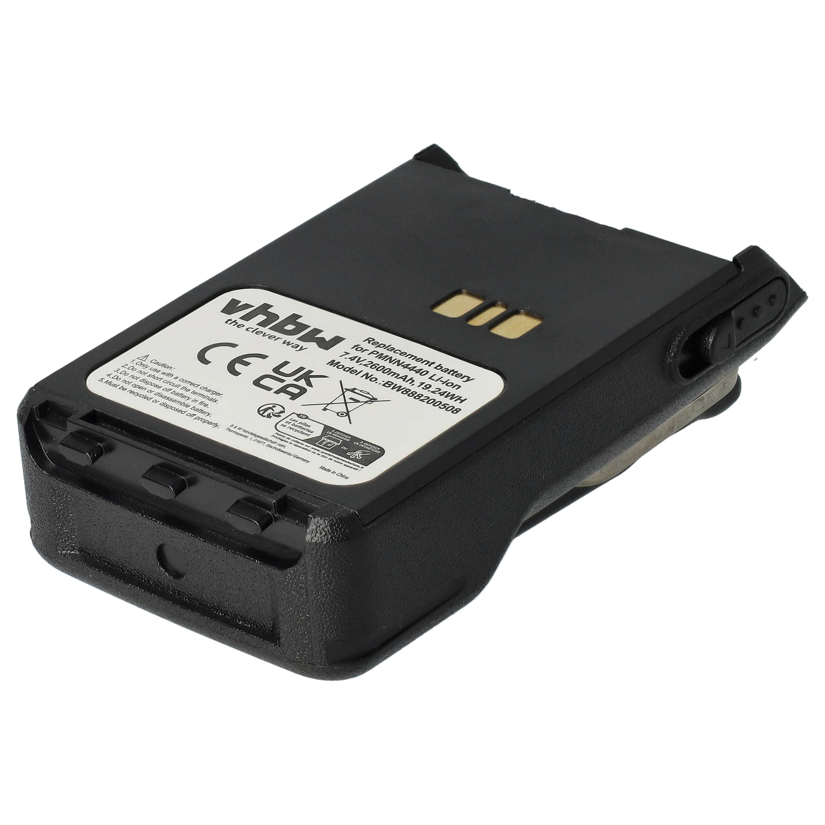 Radio Battery Replacement for Motorola PMNN4511A, PMNN4440, PMNN4502A, PMNN4440AR - 2600 mAh 7.4 V Li-Ion