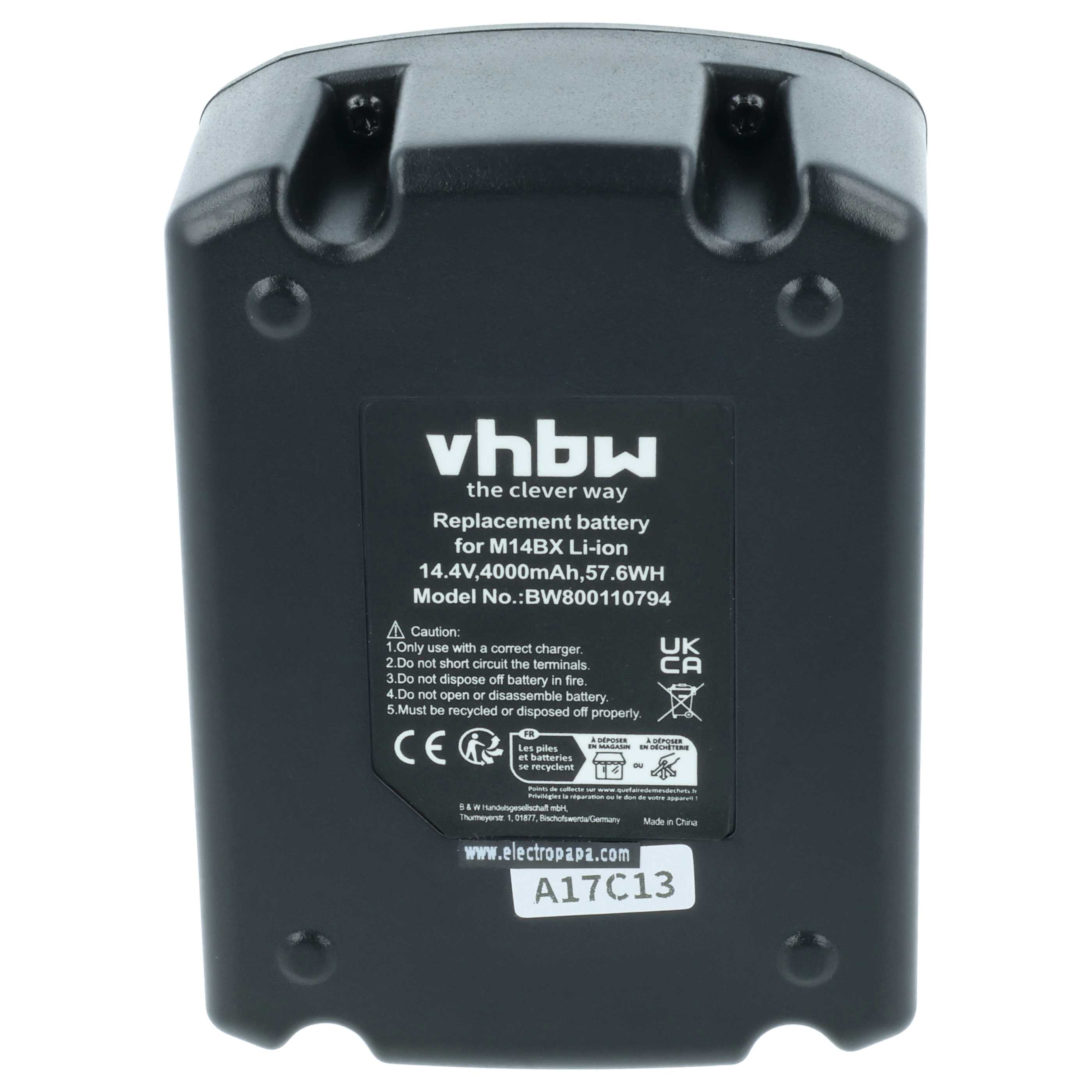 Battery replaces BTI 9048282, A14,4, 9048286 Electric Power Tool - 4000 mAh, 14.4 V, Li-Ion
