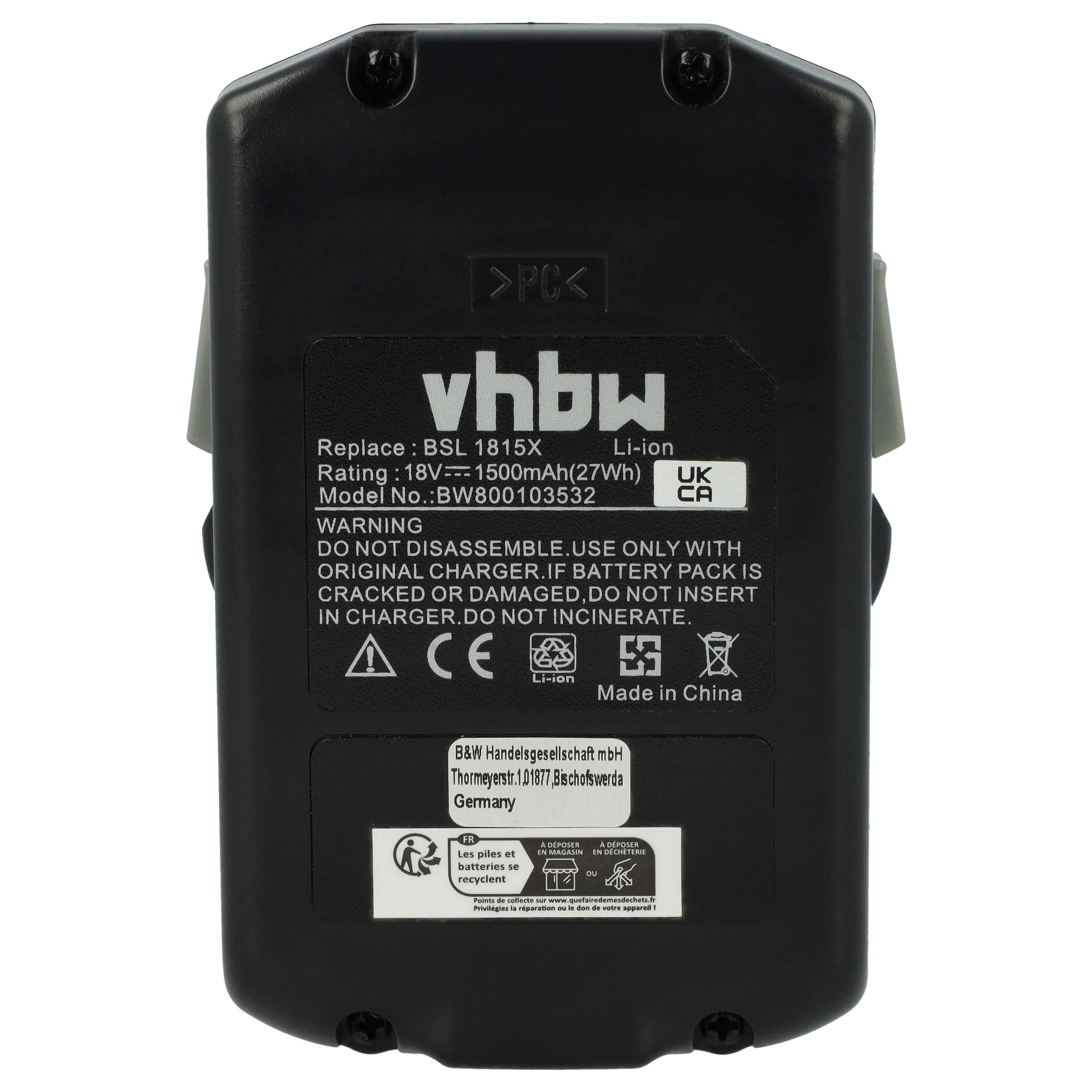 Battery replaces Hitachi / HiKOKI 330067, 33055, 330139, 330068 Electric Power Tool - 1500 mAh, 18 V, Li-Ion