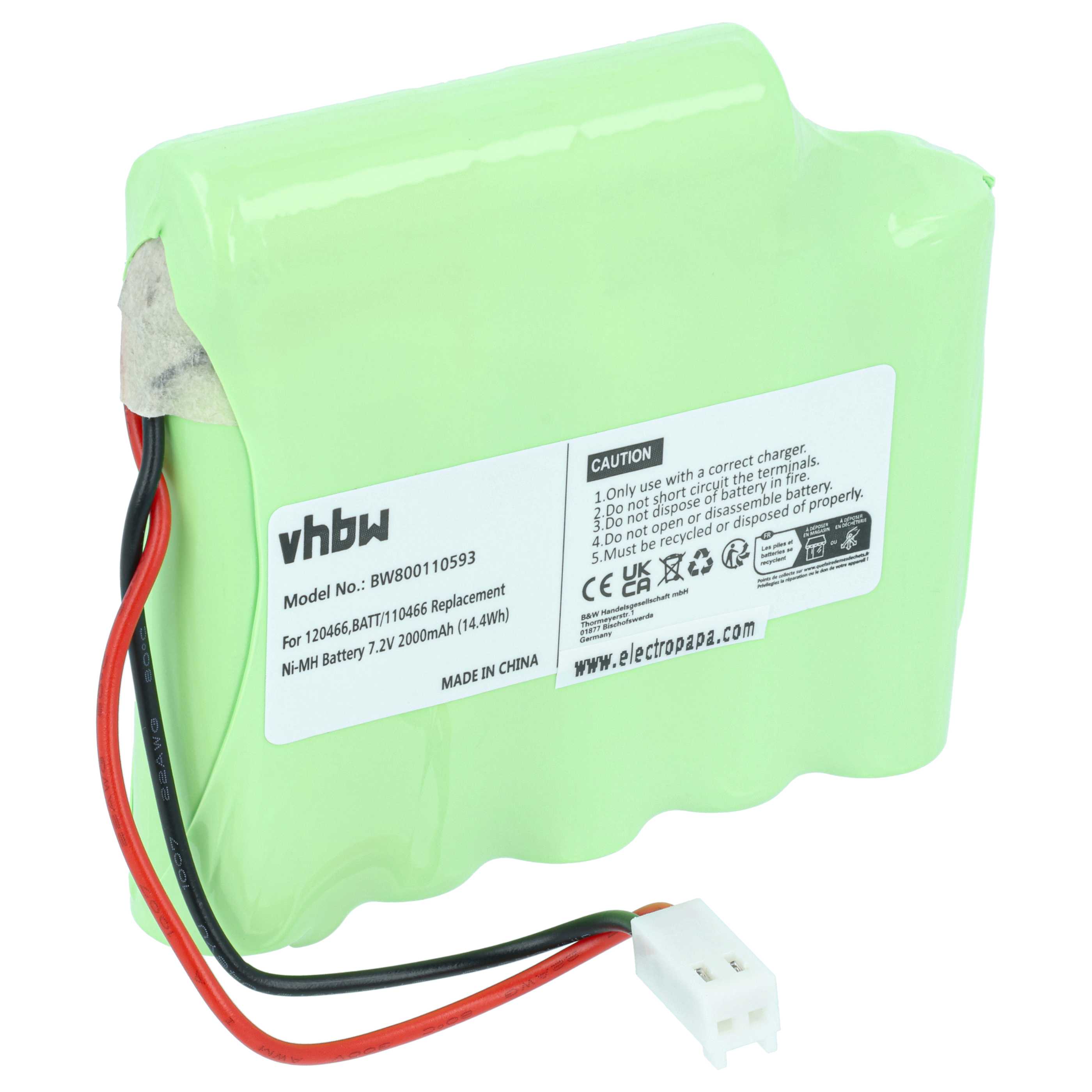 Medical Equipment Battery replaces BATT/110466, 120466 - 2000 mAh 7.2 V NiMH