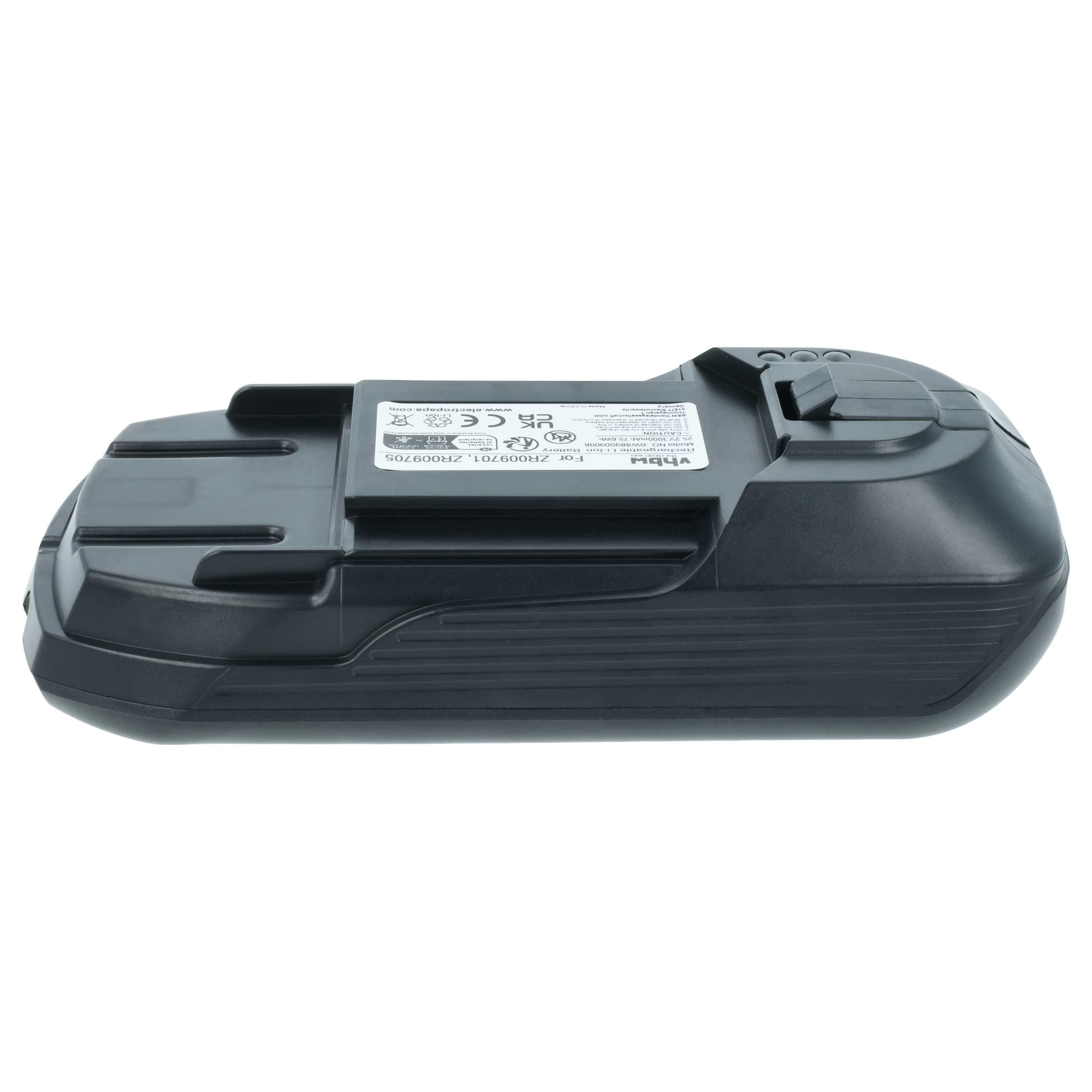 Battery replaces Rowenta ZR009705, ZR009701 for Rowenta 3000mAh, 25.2V, Li-Ion