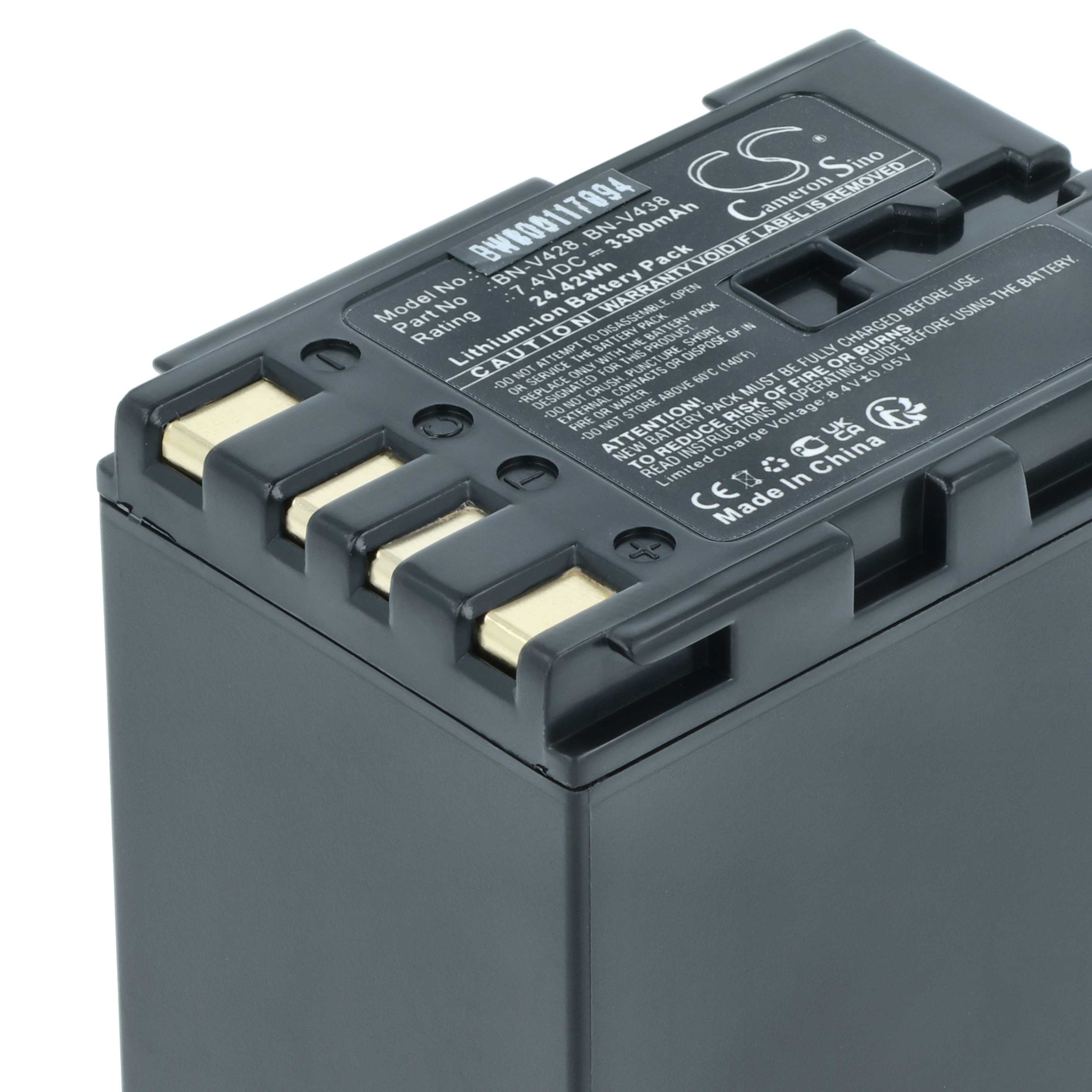 Videocamera Battery replaces JVC BN-V428U, BN-V428, BN-V438U, BN-V438 - 3300 mAh 7.4 V Li-Ion