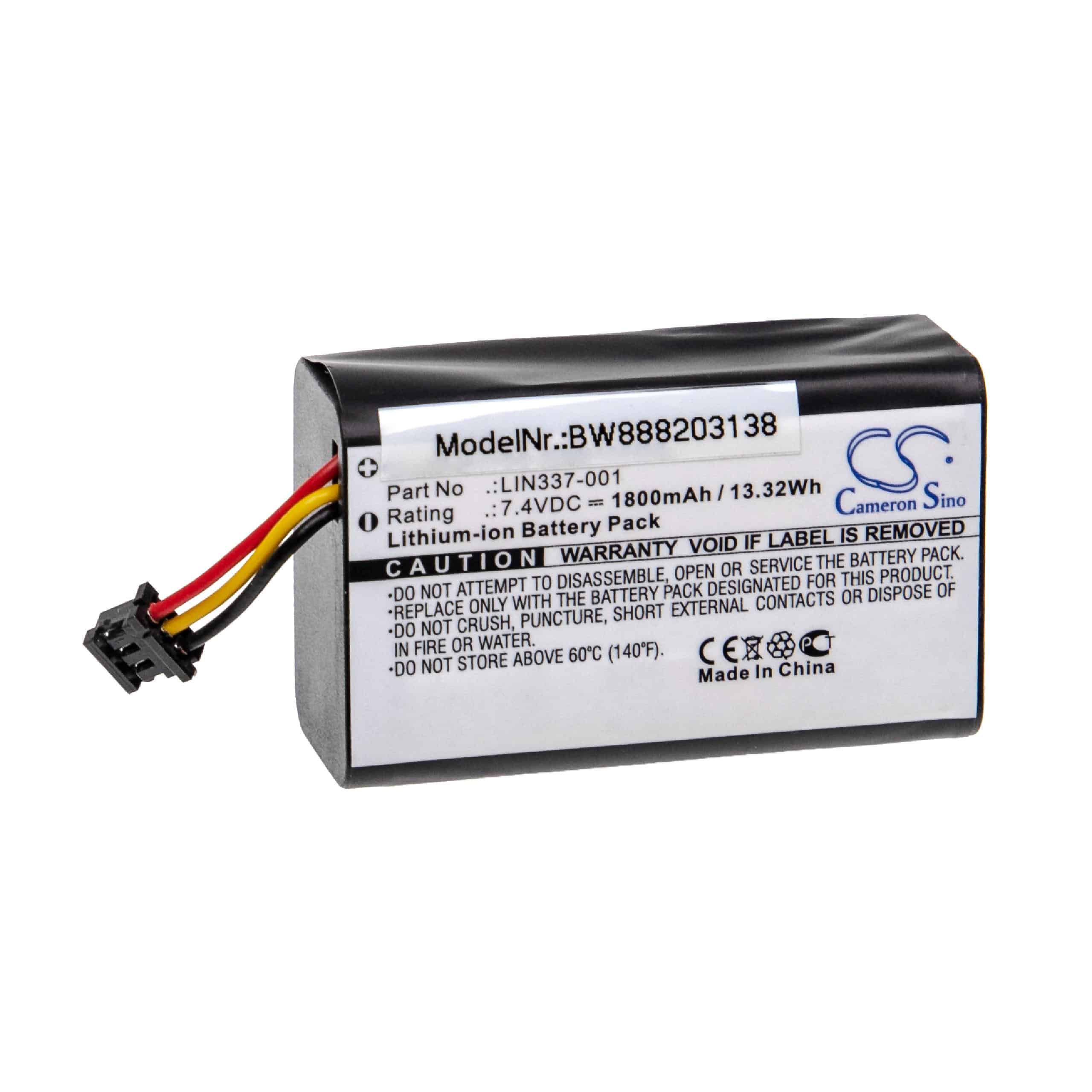 Batterie remplace QCore LIN337-001, 05020-160-0001-BAT pour appareil médical - 1800mAh 7,4V Li-ion