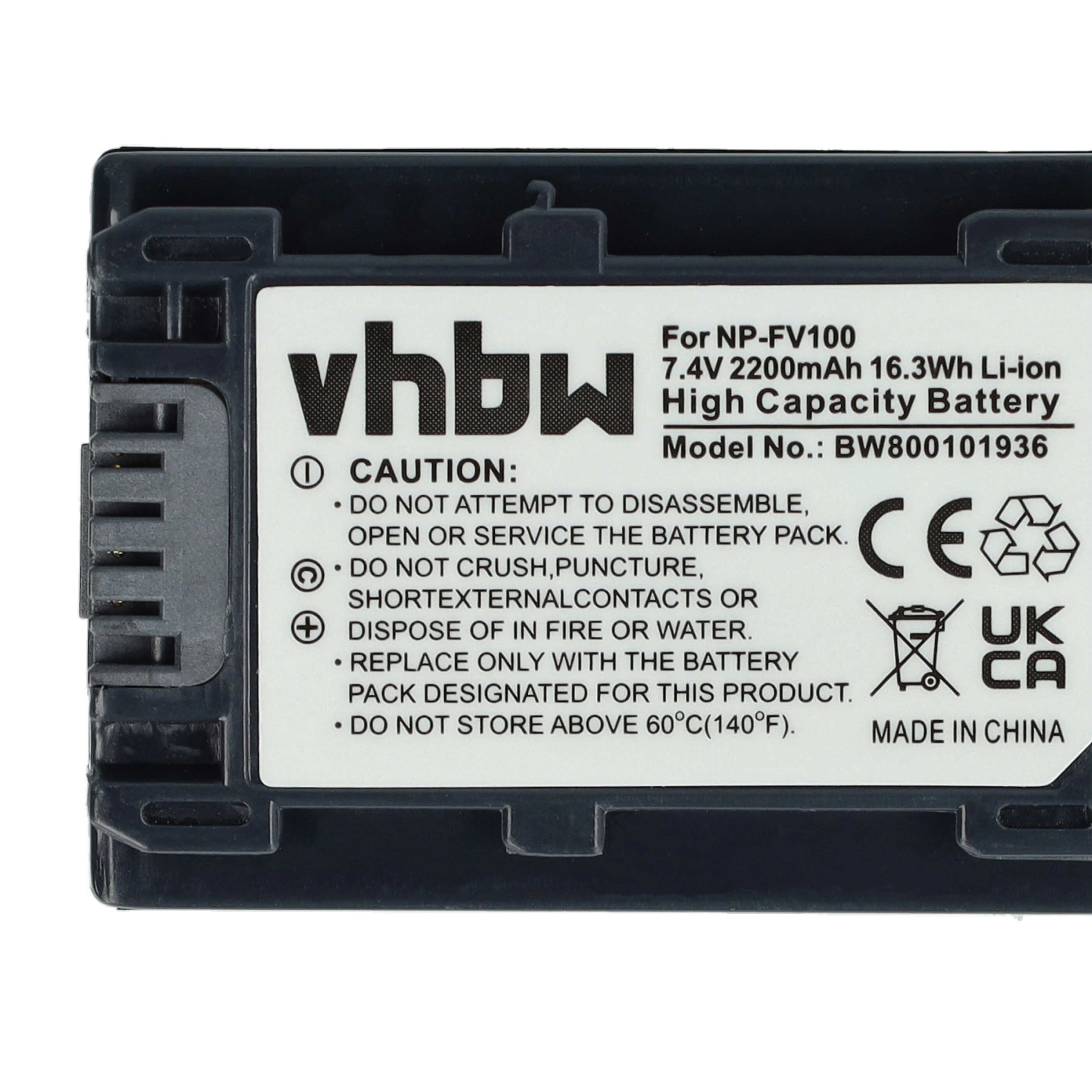 Videocamera 3x Battery replaces Sony NP-FV40, NP-FV50, NP-FV100, NP-FV60, NP-FV30 - 2200 mAh 7.2 V Li-Ion