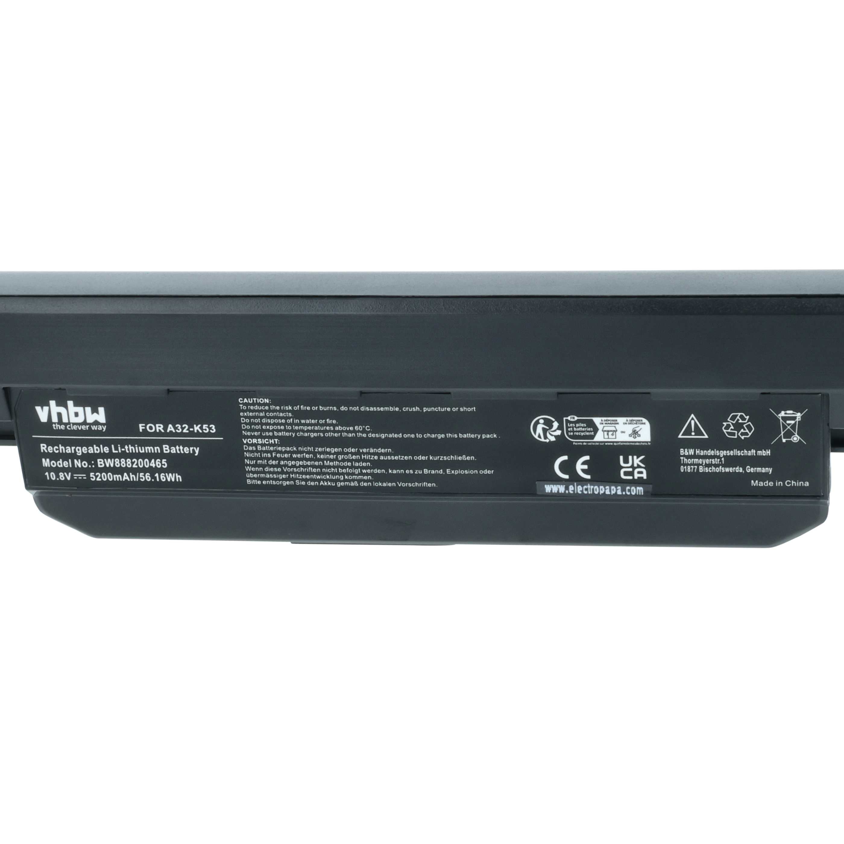 Akumulator do laptopa zamiennik Asus 07G016H31875M, A31-K53, 0B20-00X50AS - 5200 mAh 10,8 V Li-Ion, czarny